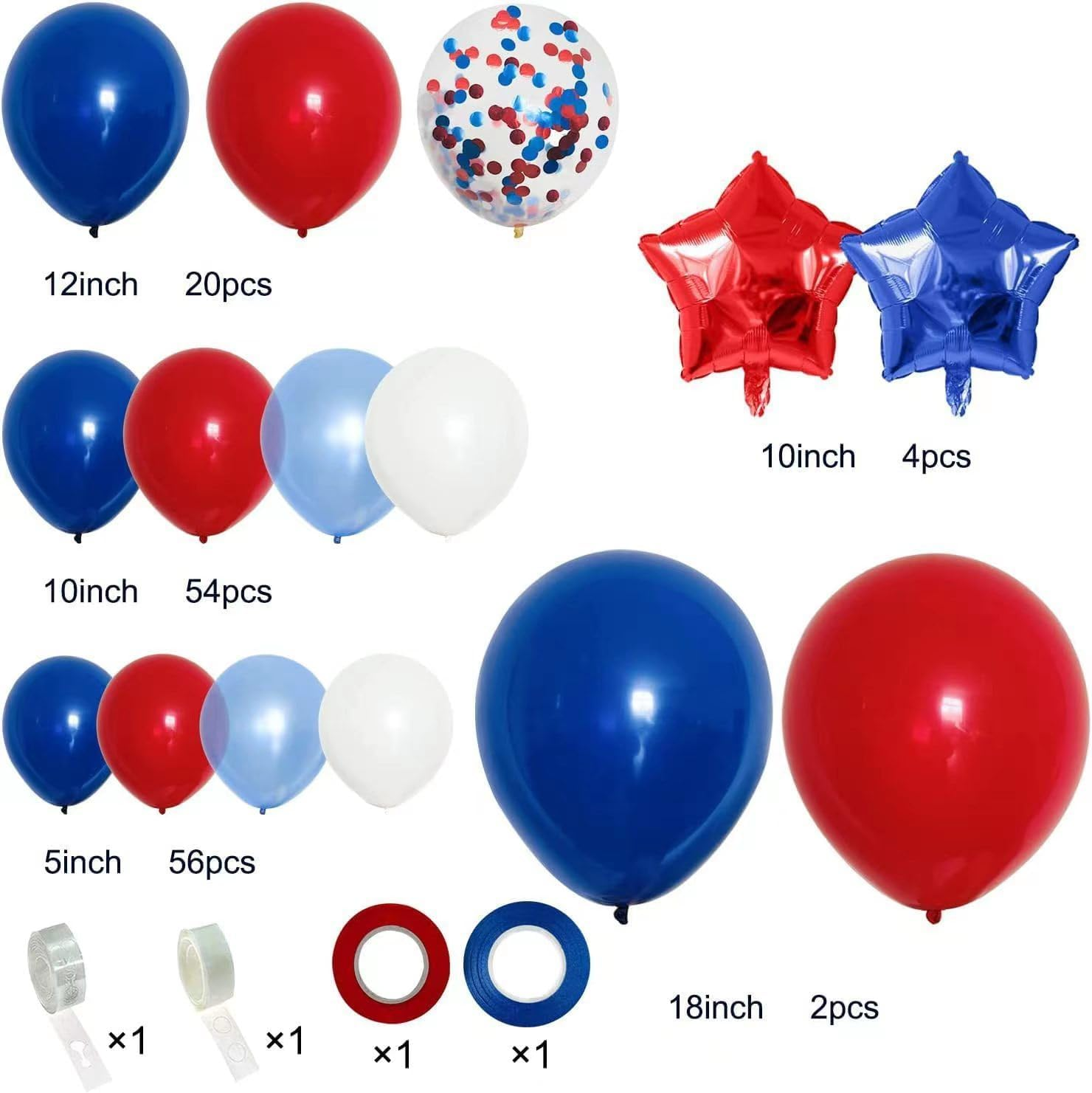Navy Blue Red White Balloon Garland Red White and Blue Balloons Baseball Balloon Arch Red White Blue Balloon Garland for Birthday Wedding Baseball Carnival Spider Hero Party Decorations