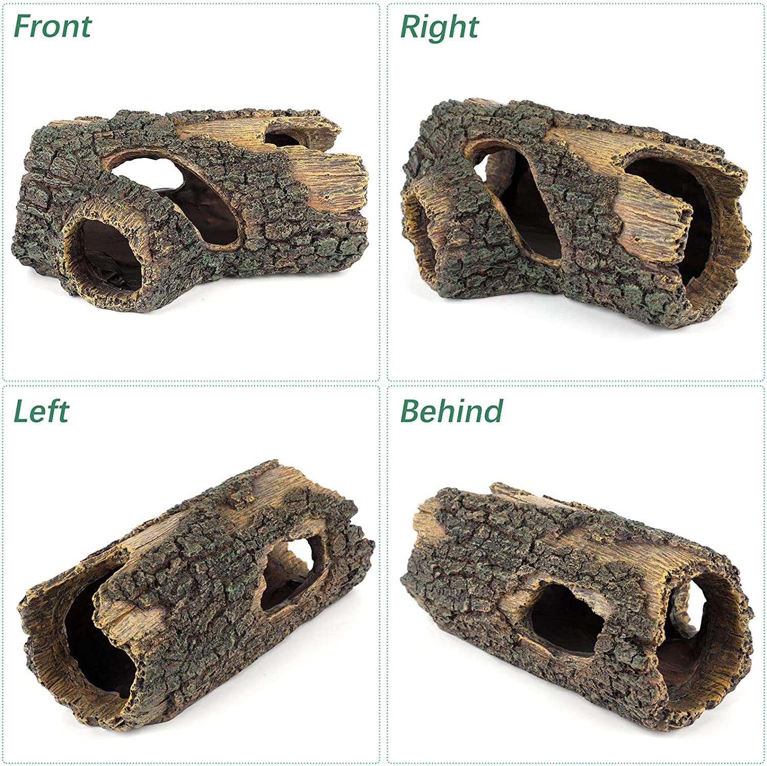 Uniclife Aquarium Large Betta Log Resin Hollow Tree Trunk Decor Artificial Wood Fish House Cave Bark Ornament with Hideout Holes for Shrimp Small Cichlid Lizard and Turtle in 10-70 Gallon Fish Tank image number 6