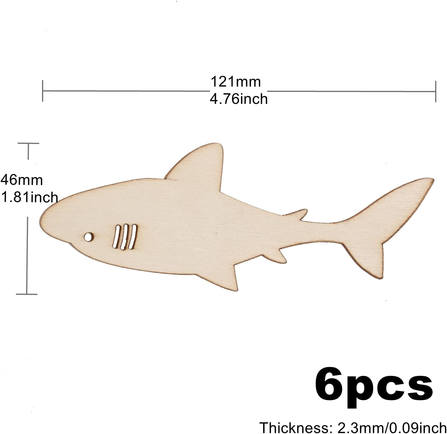 24Pcs Sea Animal Wooden Craft Decorations for DIY Gift Tags, Hand Coloring Kids, Holiday Party, Create Hanging Ornaments image number 5