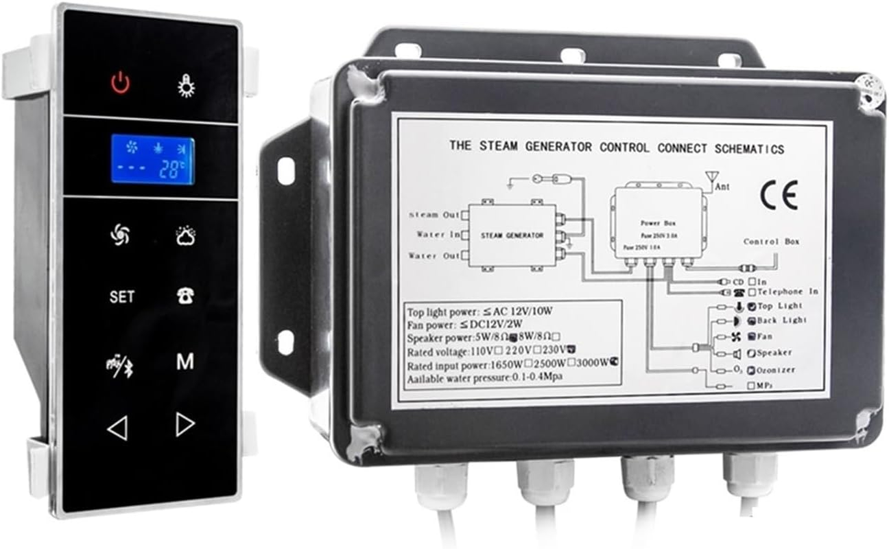 3KW AC Black Shower Steam Nerator, Wet Sauna Steam with Time & Temperature Setting Waterproof IPX4 for Home Spa(Vs-9007B-3Kw-Bp) image number 3