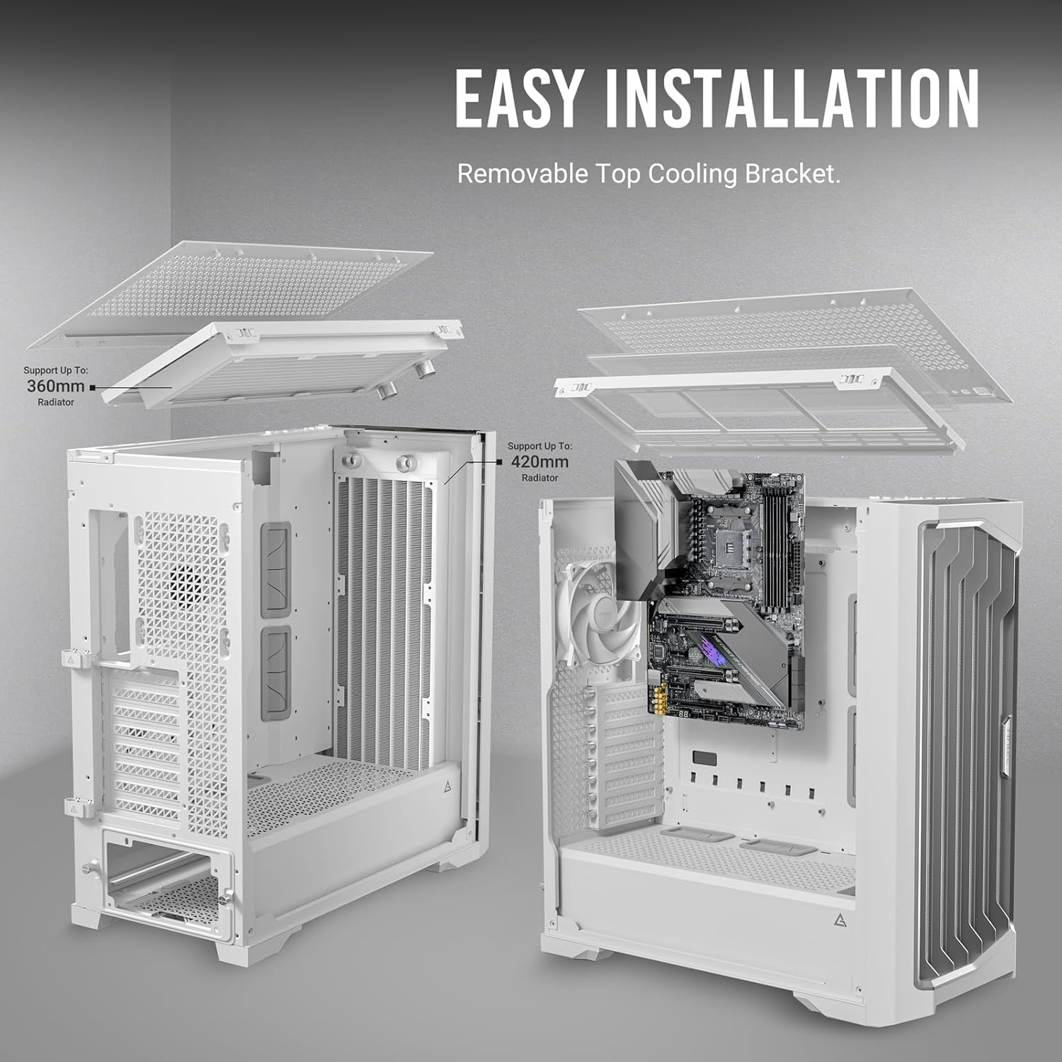 Antec P1 FT Editor'S Choice 4X Storm T3 PWM Fan Gaming Case, White - Black image number 2