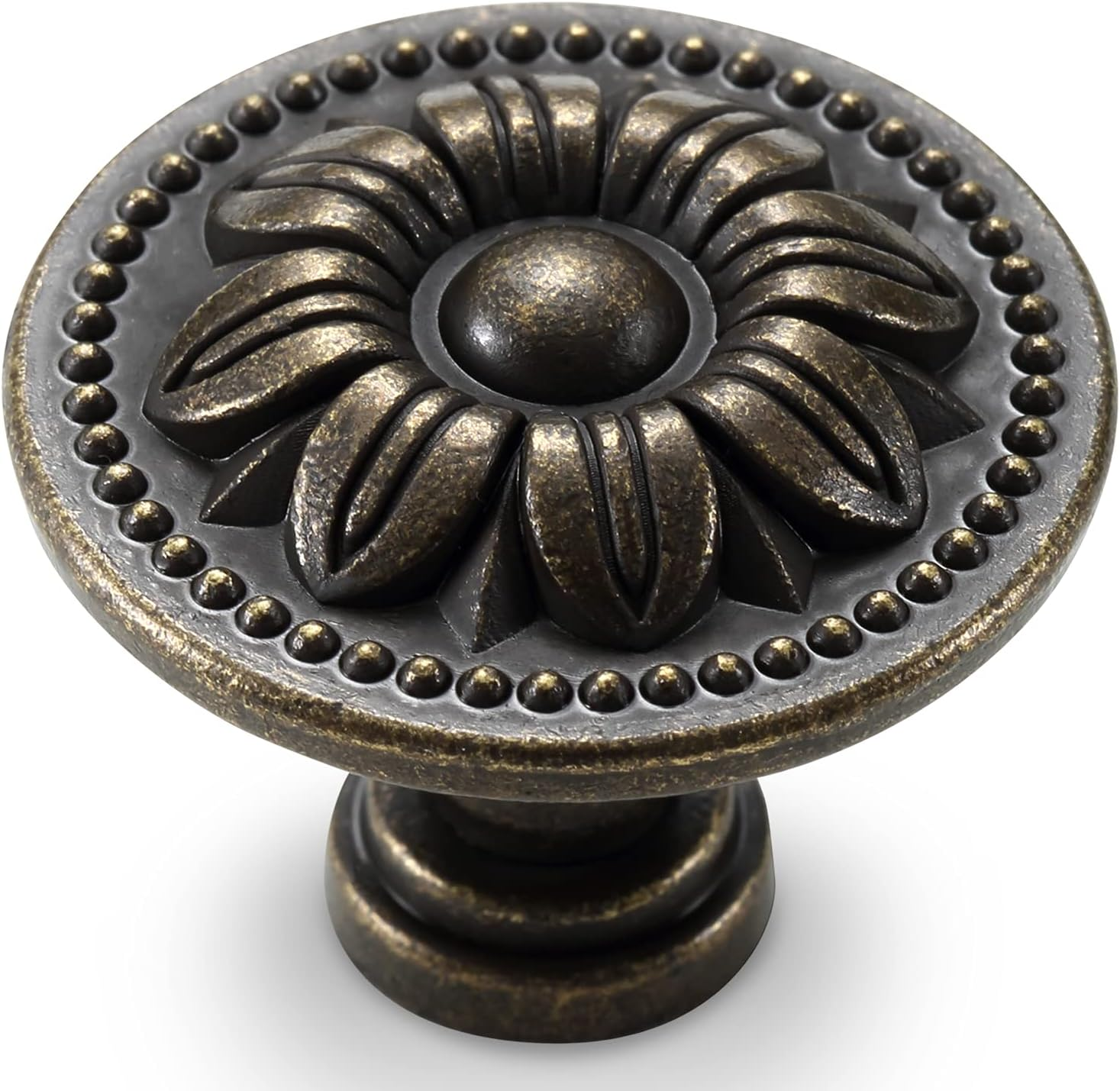 CHICTIE Set of 10 Vintage Kitchen Cabinet Knobs Pulls, Flower Drawer Knobs, Dresser Knobs, Antique Brass Pull Handles, Rustic Bronzed Door Knobs for Dresser Drawers, Zinc image number 1