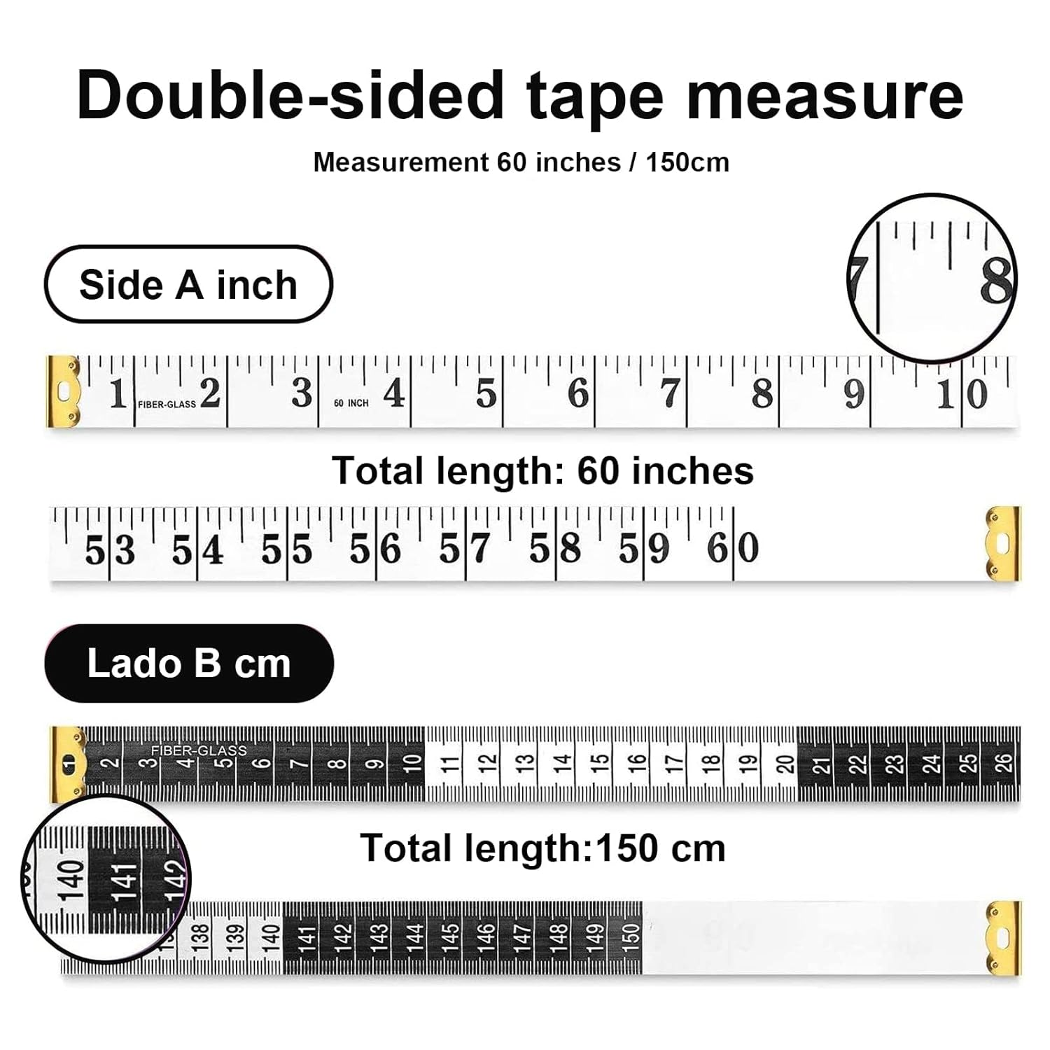 Tape Measure for Body Measuring Tape, 2 Pcs Sewing Measuring Tape, Retractable Measurement Tape for Body, Tailor, Sewing, Craft, Cloth (Black,White) image number 5