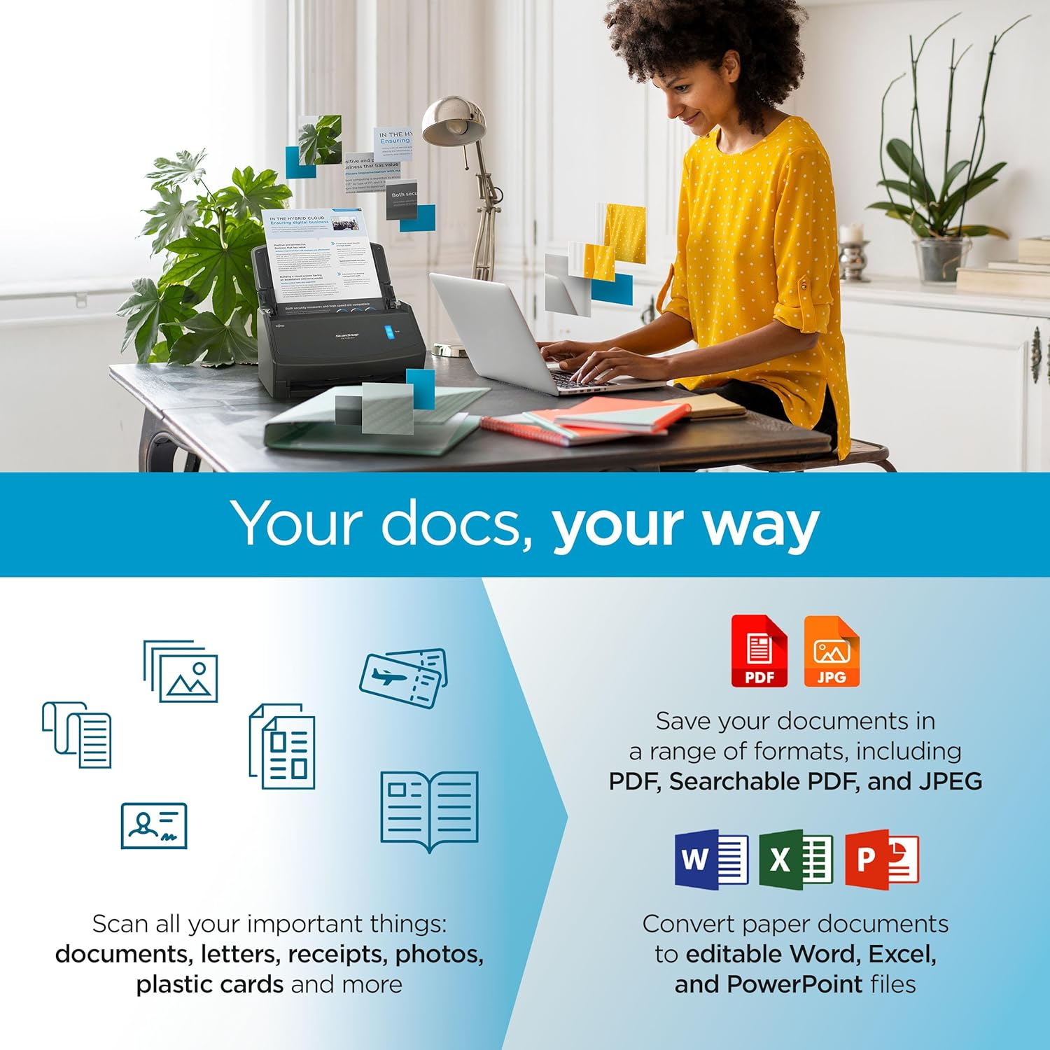 Scansnap Fujitsu Ix1400 Simple One-Touch Button Document Scanner for Mac or PC, Black image number 3