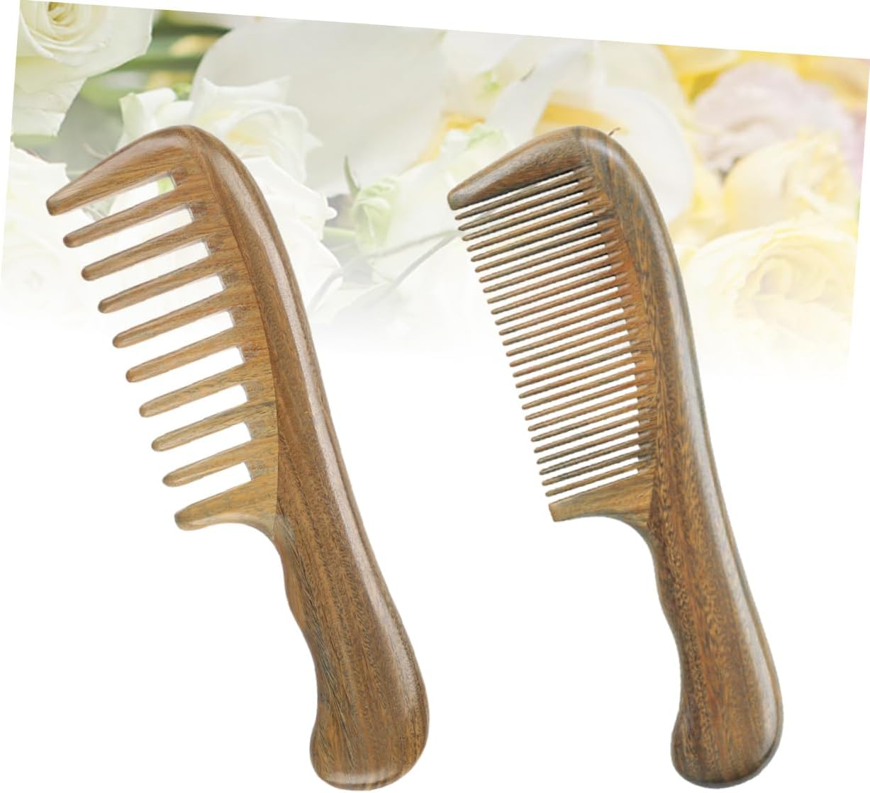 Baluue 2Pcs Natural Sandalwood Combs Set for Women Wide Tooth Fine Tooth Hair Comb Portable for Daily Use and Travel image number 6