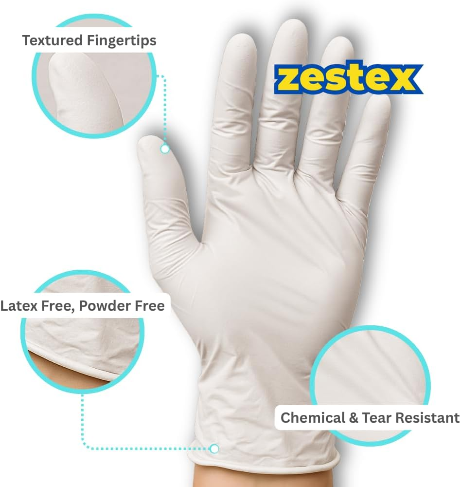 Nitrile Personal Care, Latex-Free & Powder-Free, Non-Sterile Food Safe Multi Purpose Disposable Glove, White, Medium, Case/100 image number 2