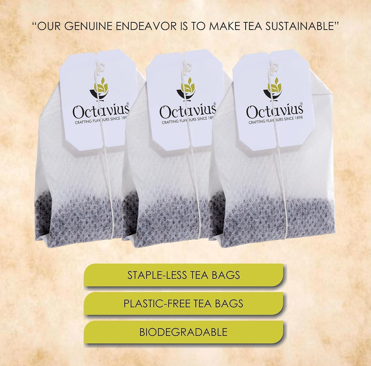 Octavius Pure Green Tea Bags &ndash; 30 Enveloped Bags | Antioxidant-Rich Detox Tea | Boosts Metabolism & Supports Weight Loss | Natural Green Tea image number 3