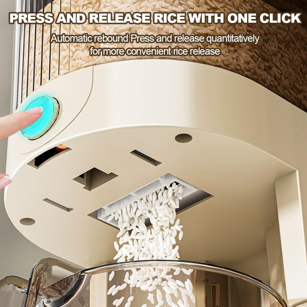 Rice Dispenser, Grain Container Storage, Measuring Cylinder with Lid, Sealed Rice Jar, Household Rice and Flour Drawer, Rice Storage Box, Grain Dispenser Barrel for Kitchen (Green, 5 KG)