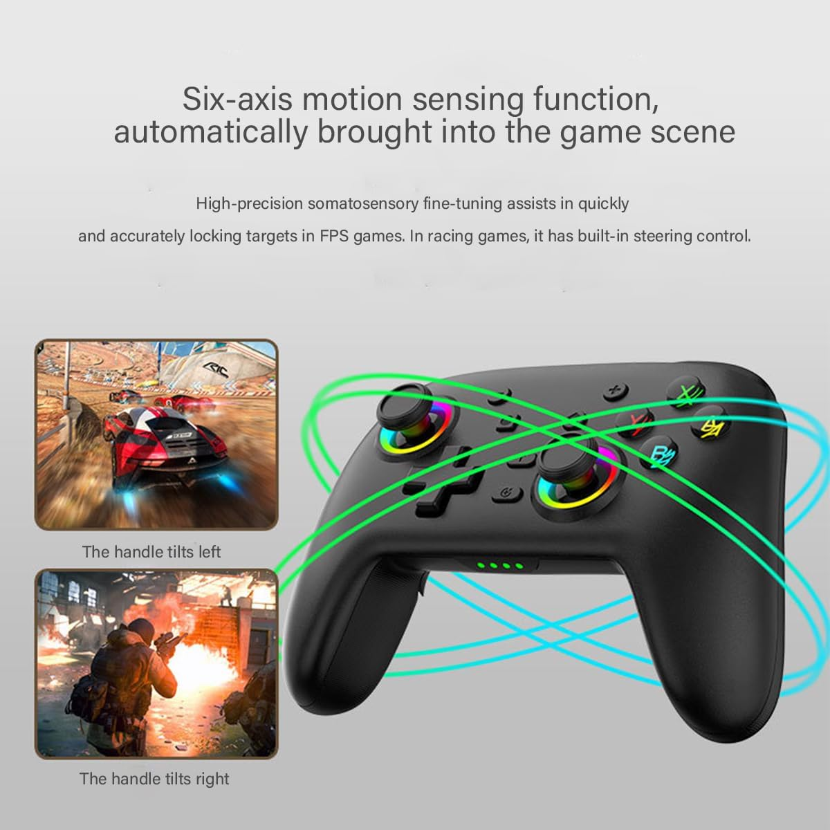 Ariv Hommey Wireless Controller for Switch, Controller Remote Gamepad Compatible with Switch/Pc/Ios/Android, with 6-Axis Gyro, Dual Motors, Wake-Up and Turbo Function White image number 4