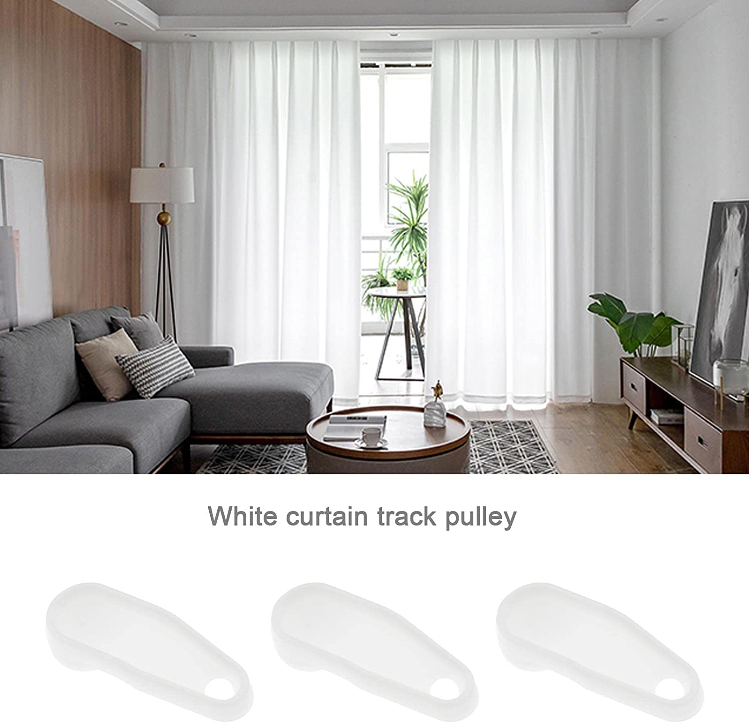 100PCS Curtain Glider Hooks White Plastic Curtain Rail Track Hooks Slider Snap-In Traversing Slides for Window Door and Shower Curtain Accessories image number 3