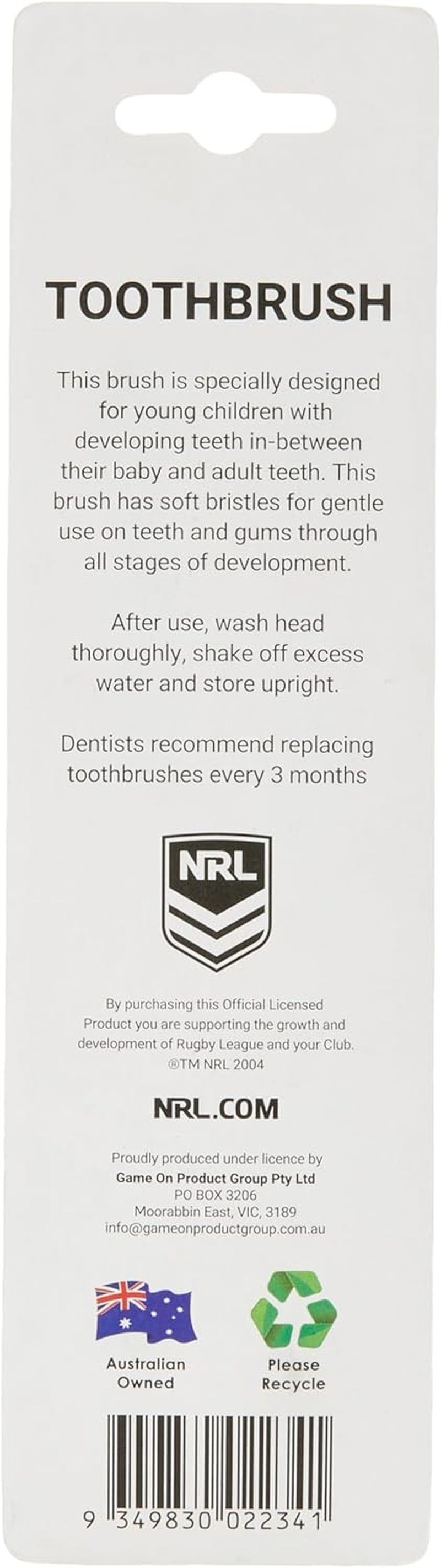 NRL Kids Broncos Mascot Toothbrush (Pack of 2)