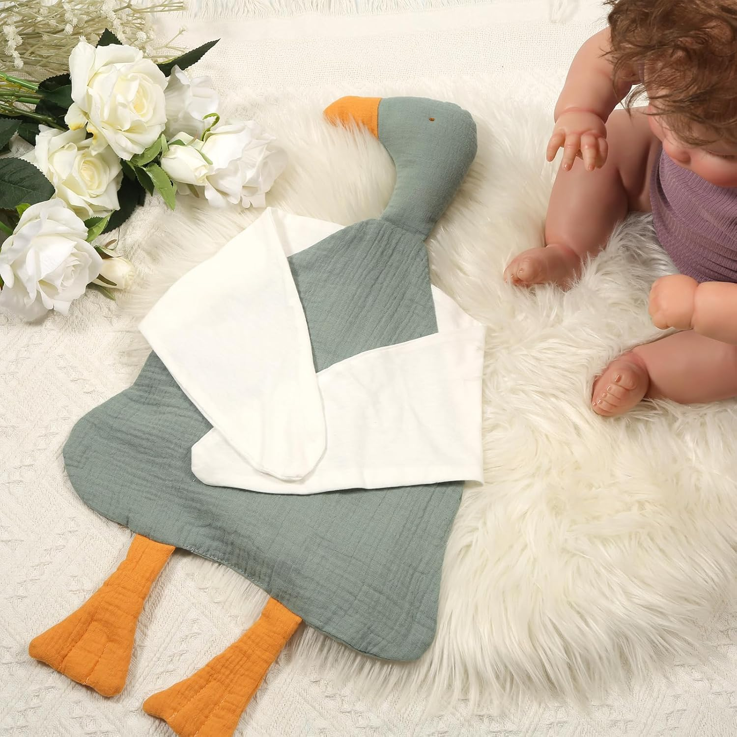 Duck Baby Blanket, Duck Loveys for Babies Cute Soft Security Blanket Fabric Cuddle Cover Baby Essentials Newborn Boys Girls image number 4