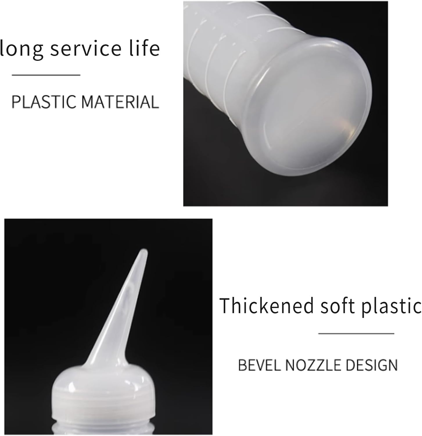 2Pcs Hair Bottle,Dye Empty Squeeze Bottle,Hair Dye Bottle with Tip Clear Squeeze Bottle,Hair Oil Bottle Applicator Tool for Travel (White, M,L) image number 2