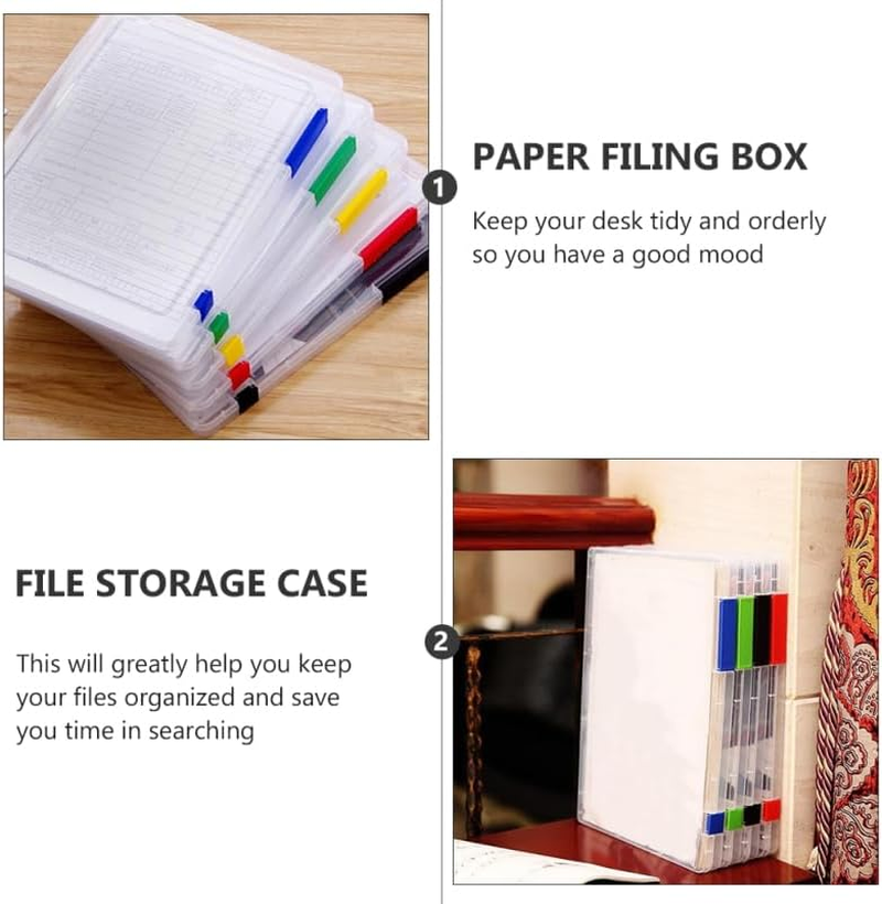 4Pcs A4 Document Boxes Portable File Organizers Clear Plastic Storage Containers for Home Office and Travel image number 6