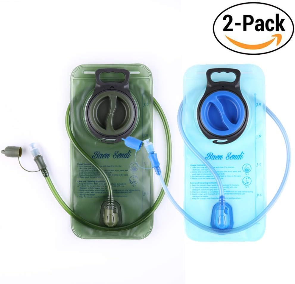 Hydration Bladder 2 Liter/70 Oz - Pack of 2(1 Piece Blue+1 Piece Armygreen) - BPA Free Hydration Pack, for Hiking Biking Climbing Cycling Running (2 Pack) image number 1