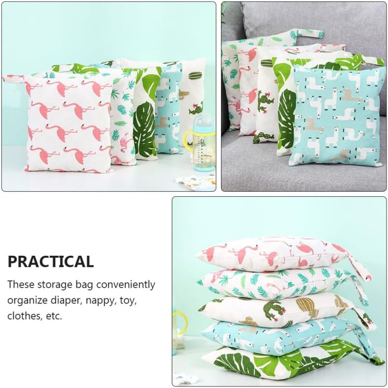 Totority Reusable Wet Dry Diaper Storage Bags 2Pcs Waterproof Linen Hanging Organizer for Baby Nursery, Travel, Clothes, and Diapers image number 2