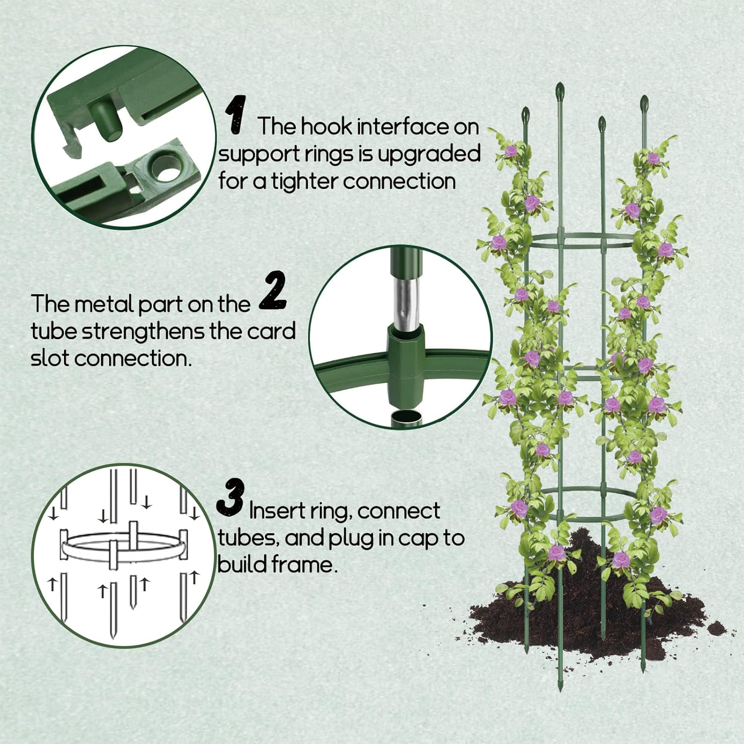 1 Packages Plant Rack, Tomato Cage, Tomato Rack up to 54.5 Inches Adjustable Height for Growing Tomato Plants, Potted Green, Climbing Vegetable Plants (1) image number 4