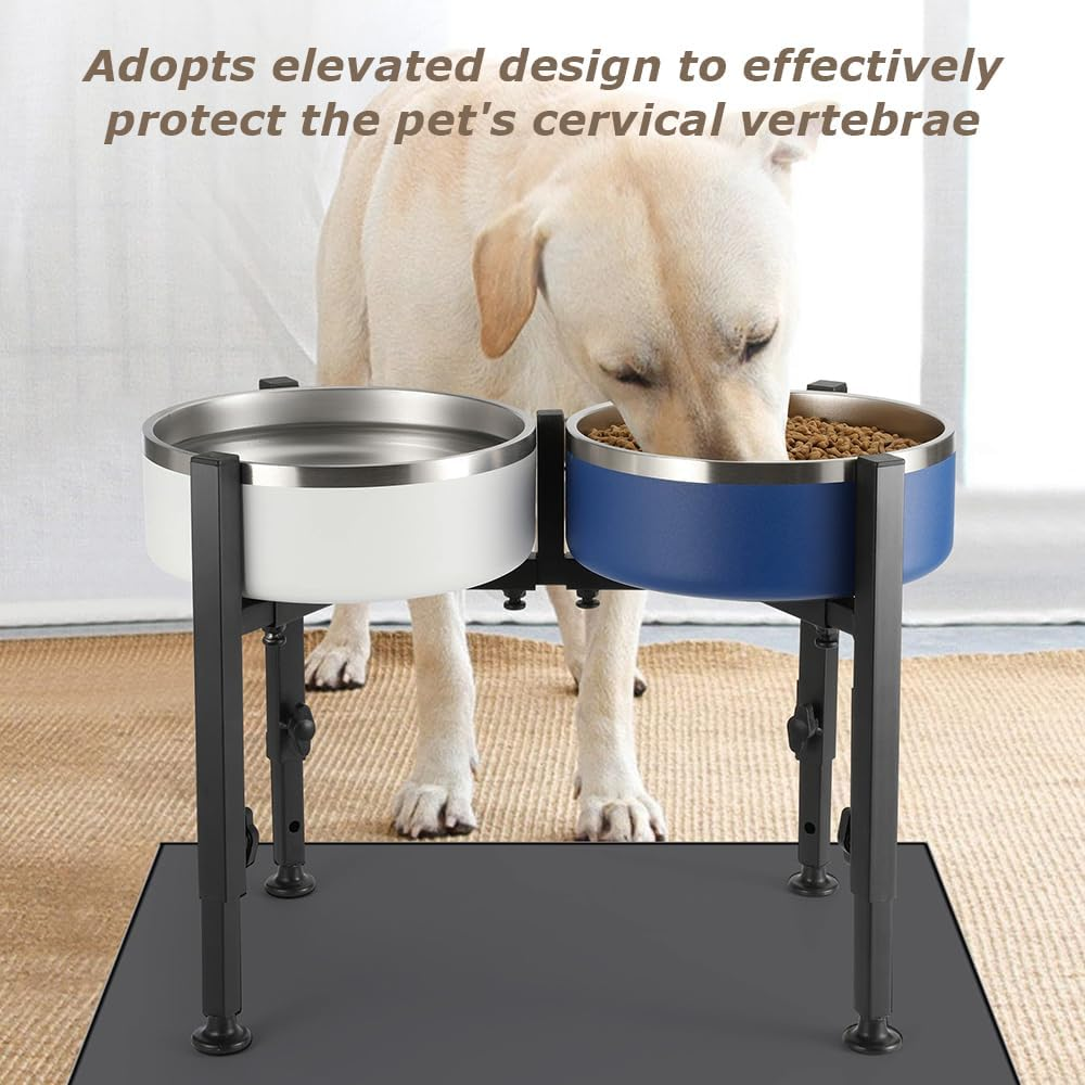 Adjustable Pet Food Bowl Stand, Portable Dog Bowl Stand, Adjustable Wide 7-10.5", Elevated Pet Bowl Holder, Pet Raised Water Feeder, Bowl Holder Suitable for Medium Large Animals (Black) image number 4