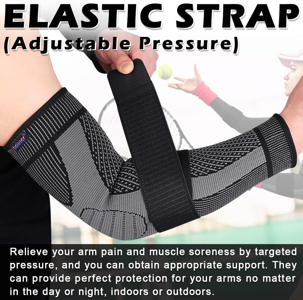 Beister Elbow Brace, Elbow Compression Sleeves with Elastic Strap for Men Women (Pairs), Tennis Elbow Support for Joint, Lymphedema,Dvt,Arthritis, Tendonitis, Sports Injury Recovery image number 3