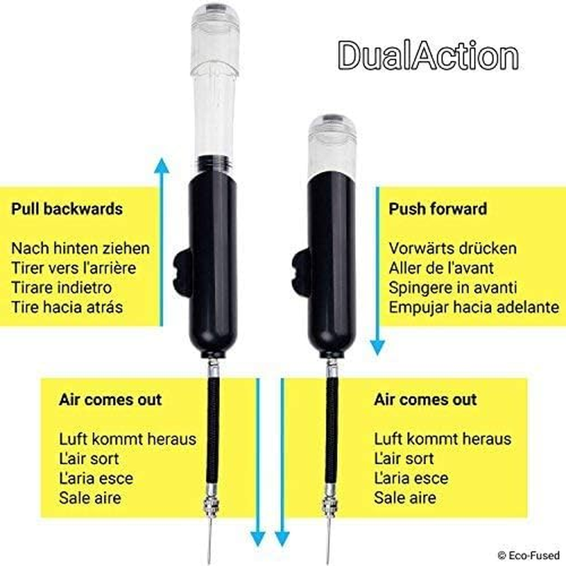 2X Ball Pump - Super Compact - Dual Action (Pumps Air When You Push and Pull) - for Sport Balls (Basketball, Soccer, Football, Rugby, Volleyball, Yoga, Etc.) and Inflatables (Beach Balls, Pool Floats) image number 6