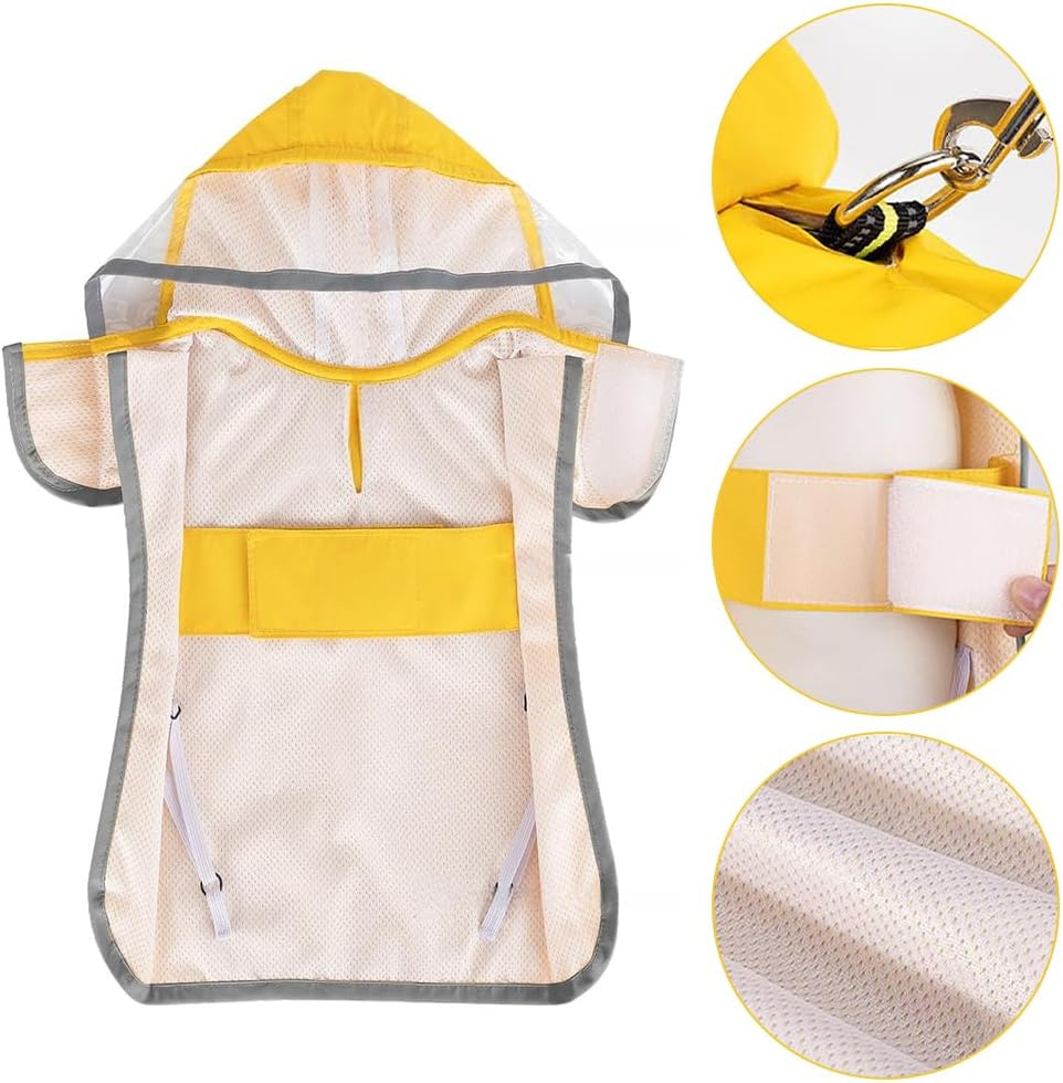 Adjustable Dog Raincoat with Hood, Waterproof Pet Rain Jacket with Reflective Strips, Lightweight & Safe Dog Poncho, Suitable for Pet Outdoor Walks image number 4