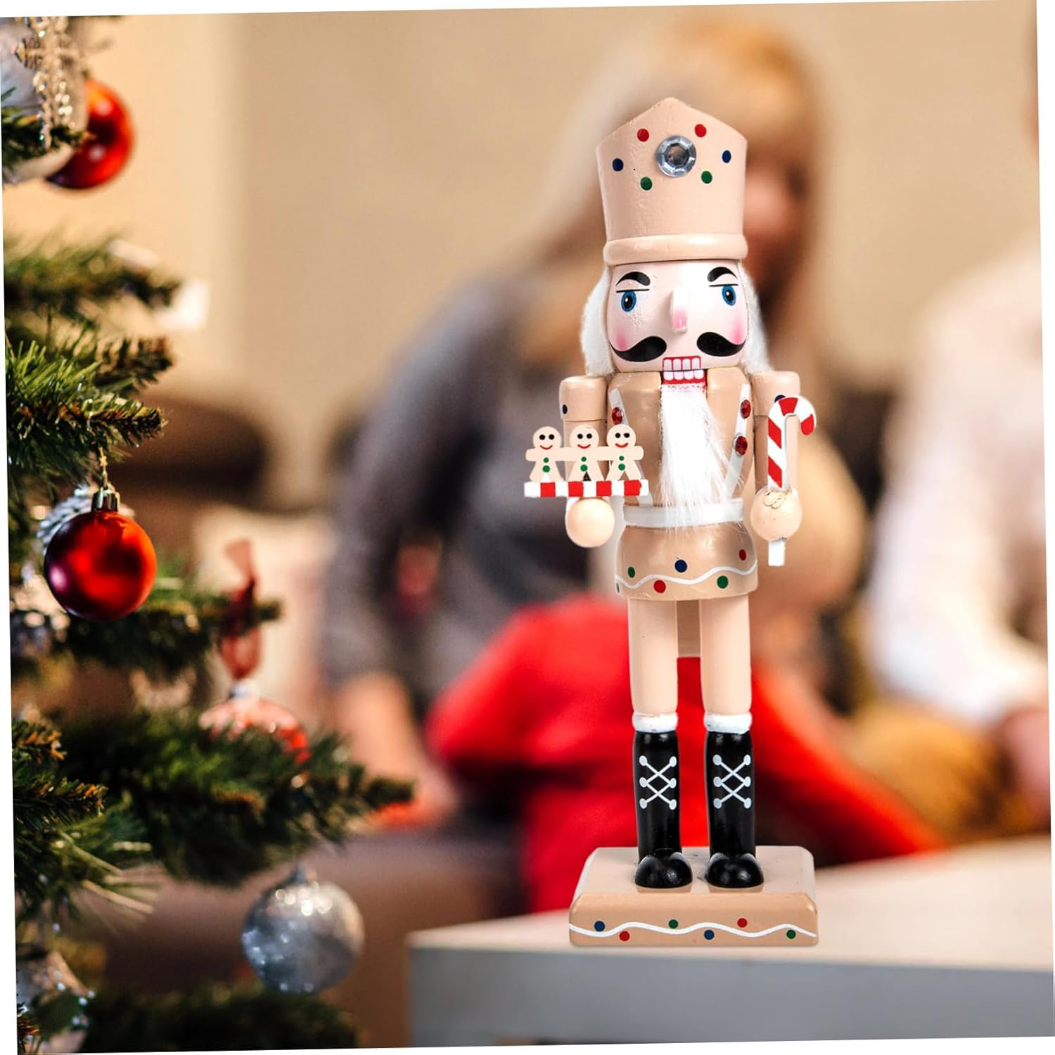 Creative Wooden Nutcracker Ornament Gingerbread Design for Christmas Home Decor Adorable Desktop Adornment for Household Decorations and Showcase Display image number 1