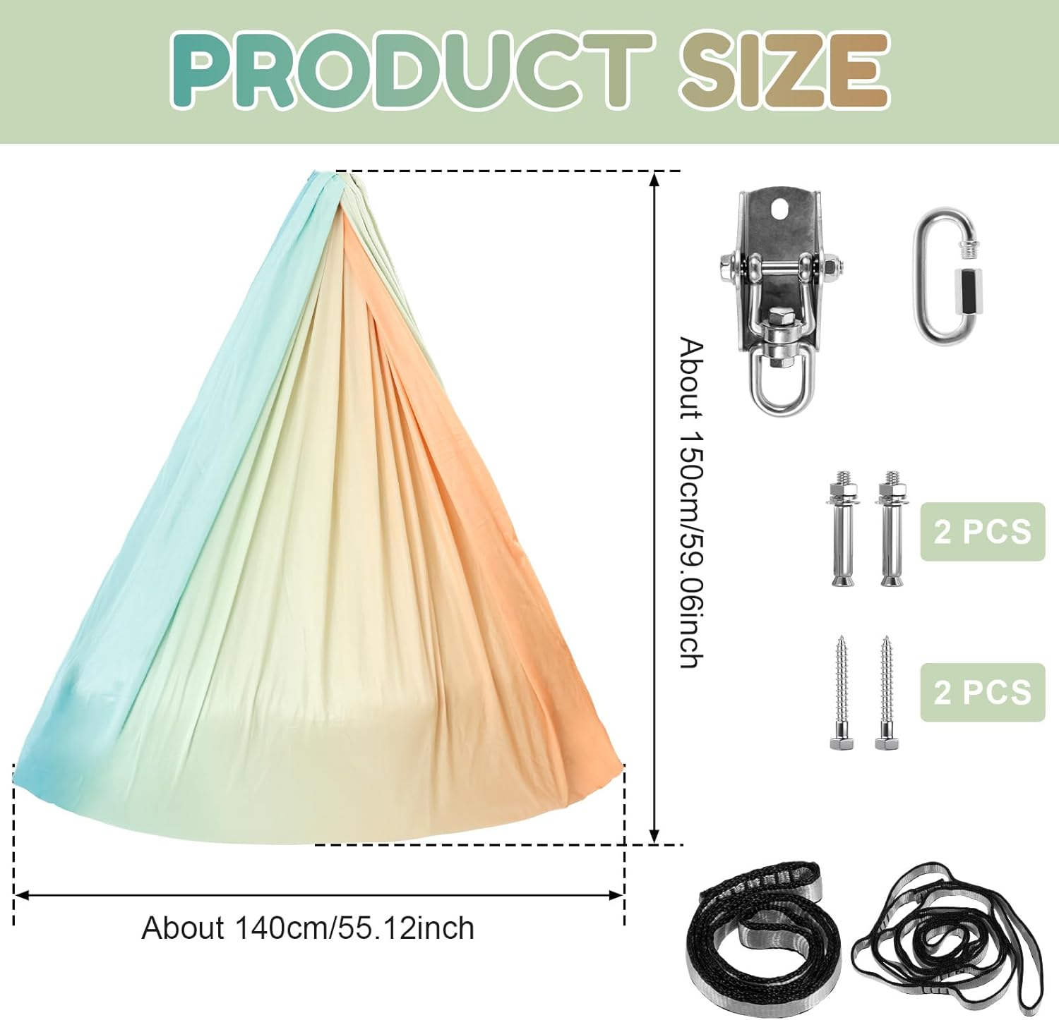 Kids Therapy Swing Hammock, Sensory Swing Indoor Outdoor Relaxing Firm Double Layer Therapy Cuddle Swings Stable Easy to Install Sensory Bundle for ADHD Asperger'S Integration Autism Therapy (Style B)