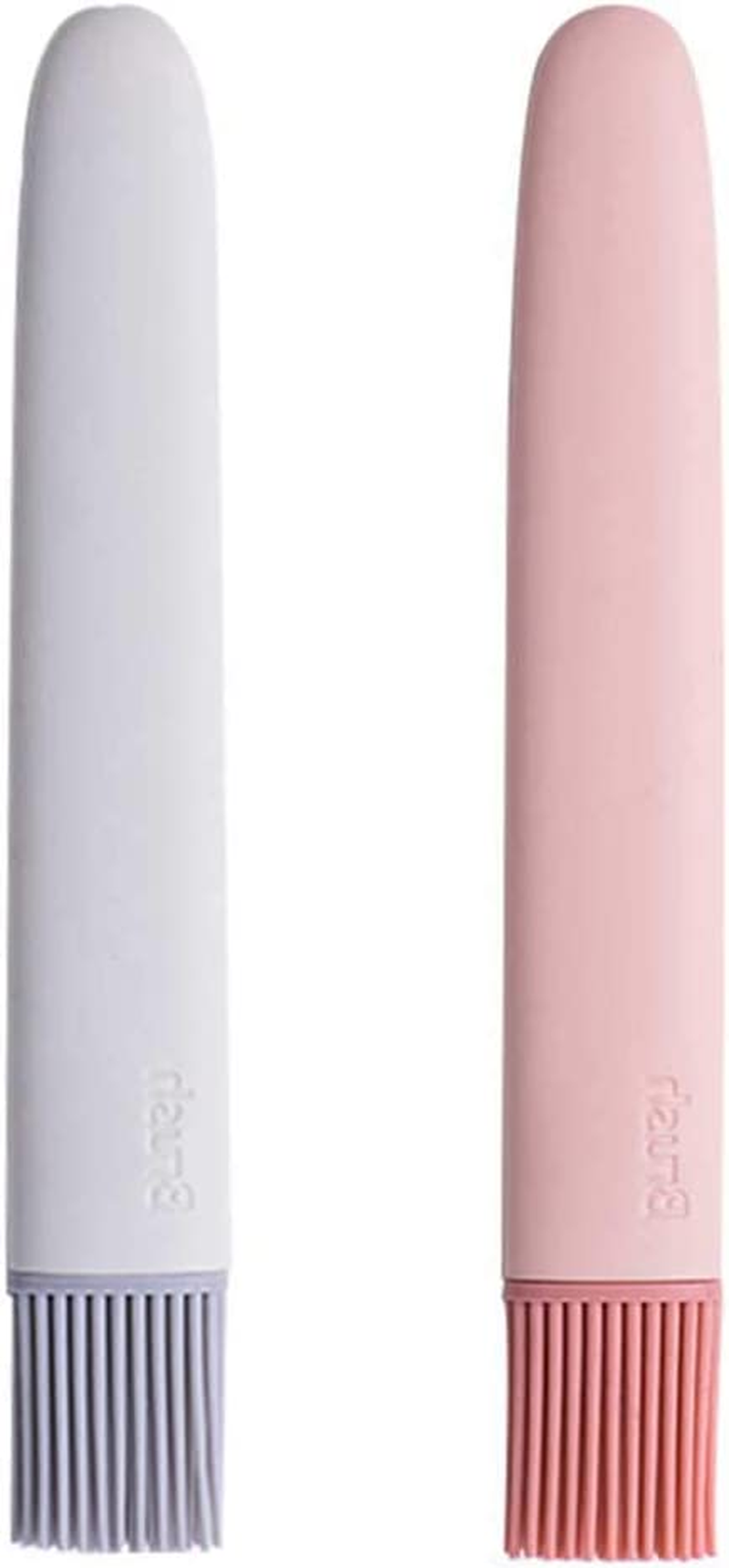 QUEENBAR Silicone Pastry Brush, Pink+Gray, Soft Food Grade Silicone Head, High Temp & Dishwasher Safe, BPA Free image number 1