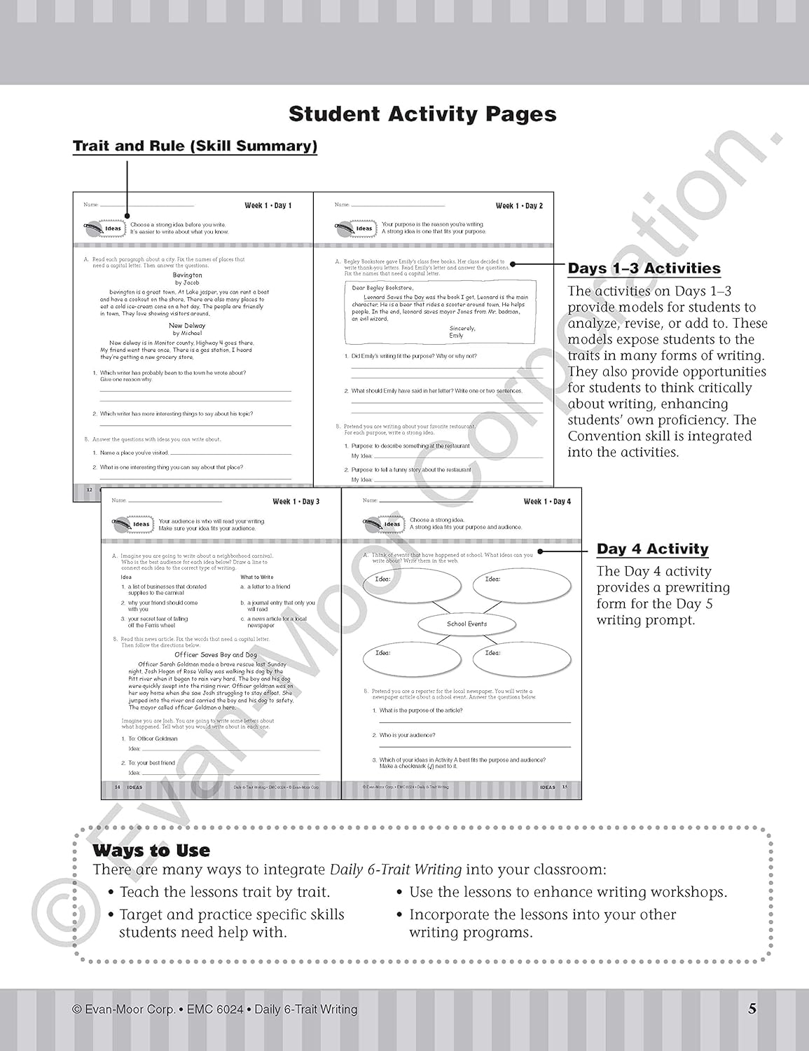 Daily 6-Trait Writing, Grade 4 Teacher Edition image number 4