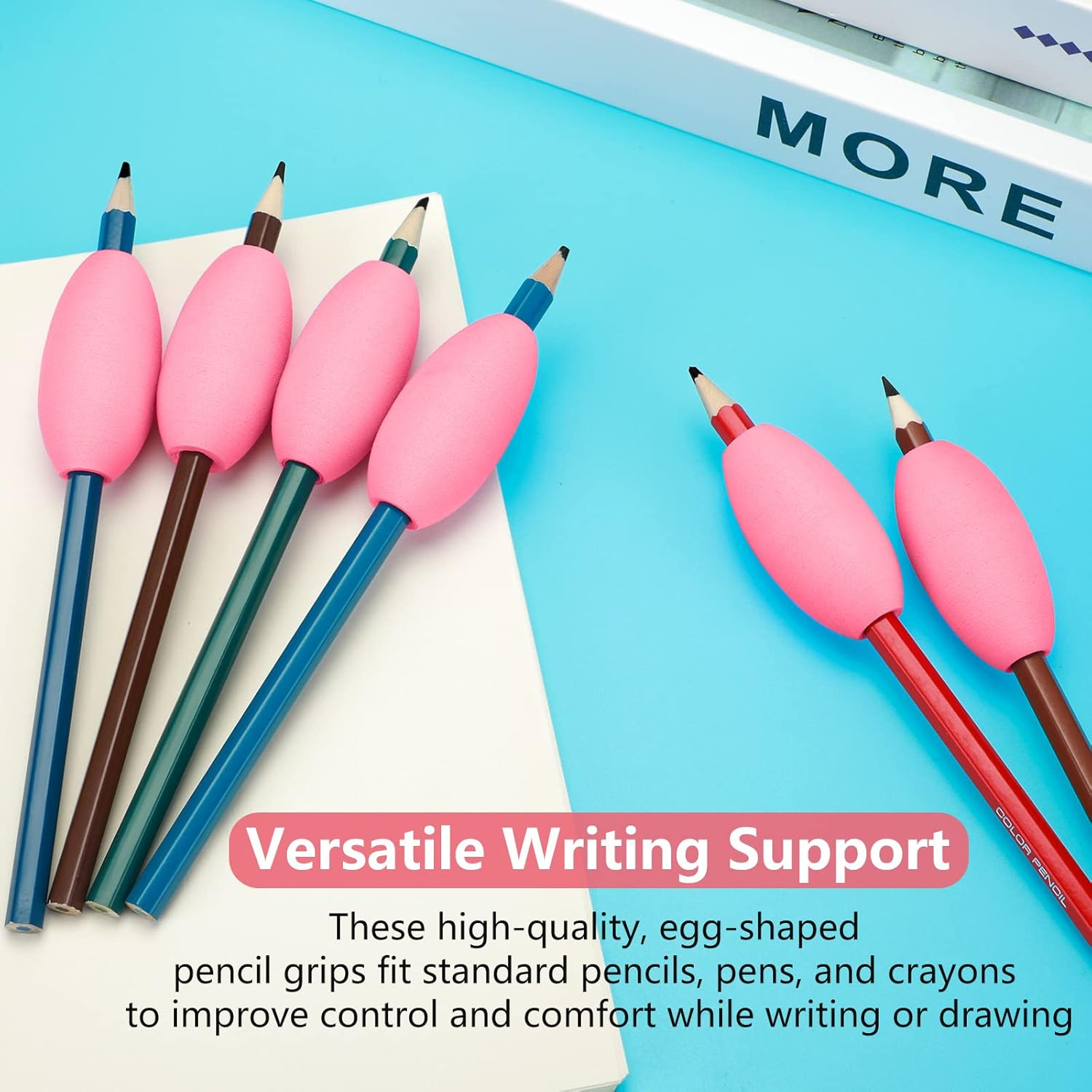 Zonon Writing Aid Trainer for Adults Foam Egg Grips Pen Cushioned Holders Writing Aid Trainer for Handwriting Drawing Preschool Supplies Right or Left Hand Use, 6 Pieces(Pink) image number 5