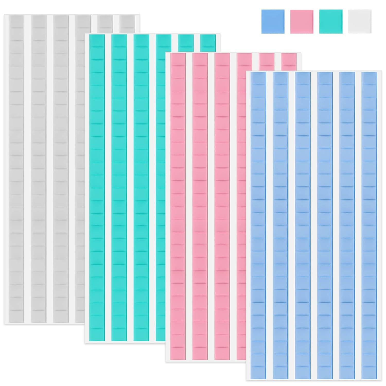 JULBEAR 288 Pcs Sticky Tack, Removable Adhesive Poster Putty, Reusable Wall Safe Mounting Tack for Hanging Pictures and Museum Art Photography (White, Blue, Pink)