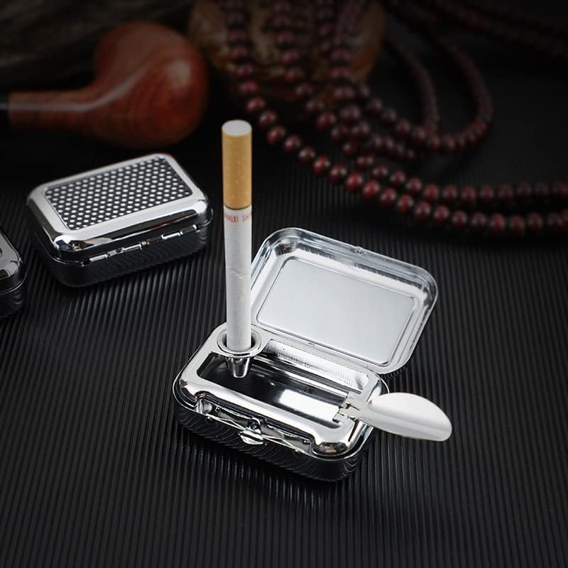 Mini Portable Ashtray with Lid, Metal Portable Pocket Ashtray, Compact Cigarette Snuffers for Ashtrays Office Indoor Outdoor Car Supplies image number 2