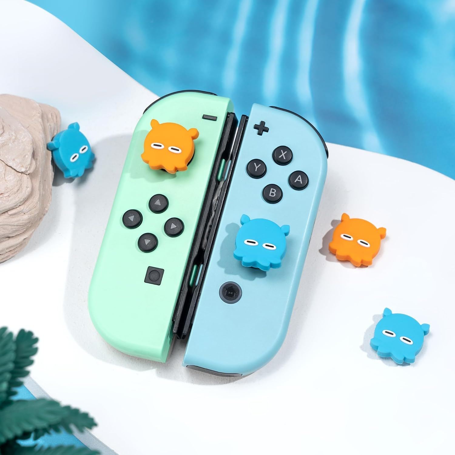 Geekshare Joystick Thumb Grip Caps 4PCS Silicone Joystick Cover Cute Octopus Shaped Thumbstick Caps Compatible with Switch/Oled/Switch Lite - Sleepy Octopus image number 1