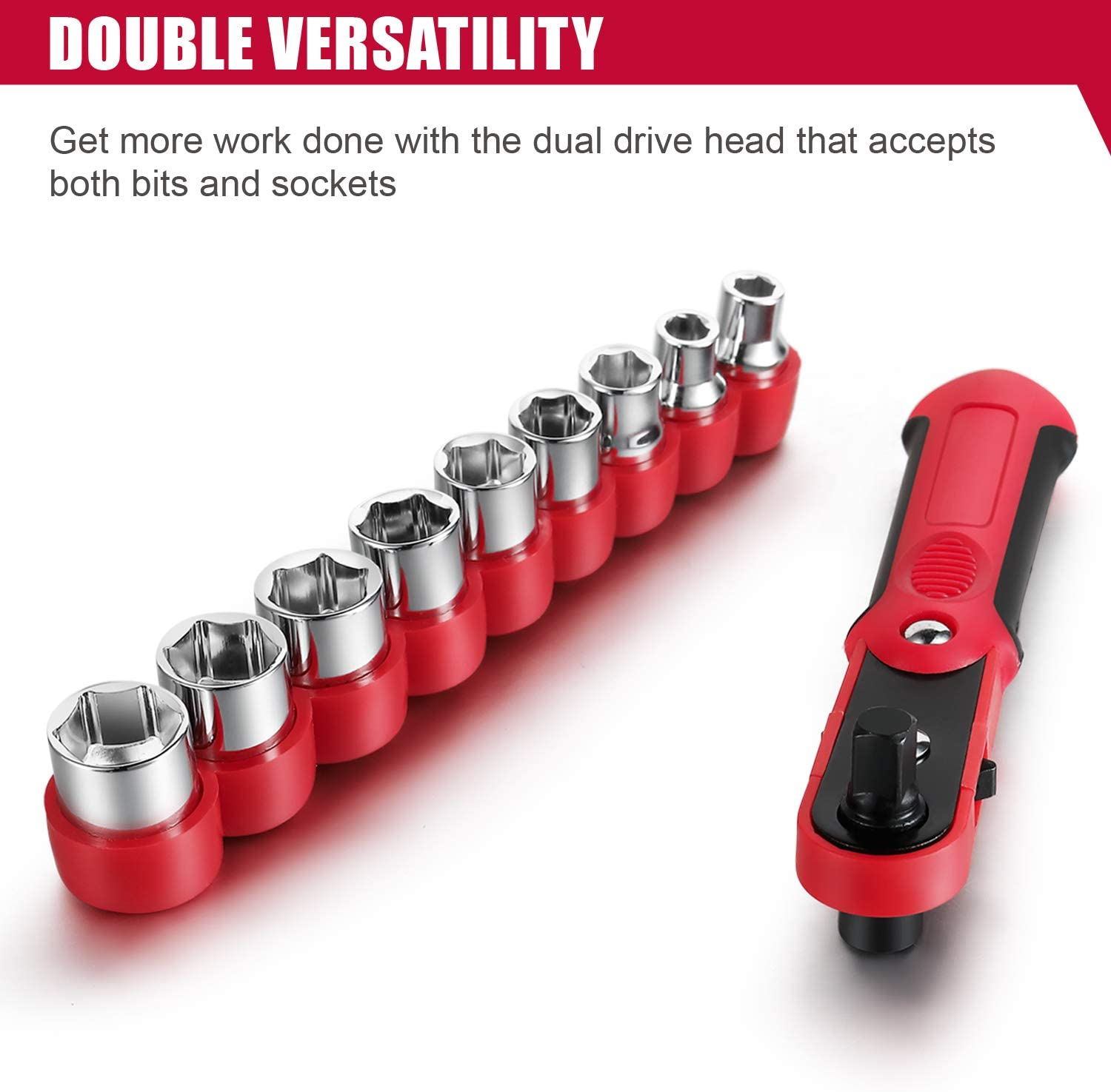 Eastvolt 128-Piece Home Repair Tool Set, Tool Sets for Homeowners, General Household Hand Tool Set with Storage Toolbox, EVHT12801, Black + Red (ASK01) image number 2