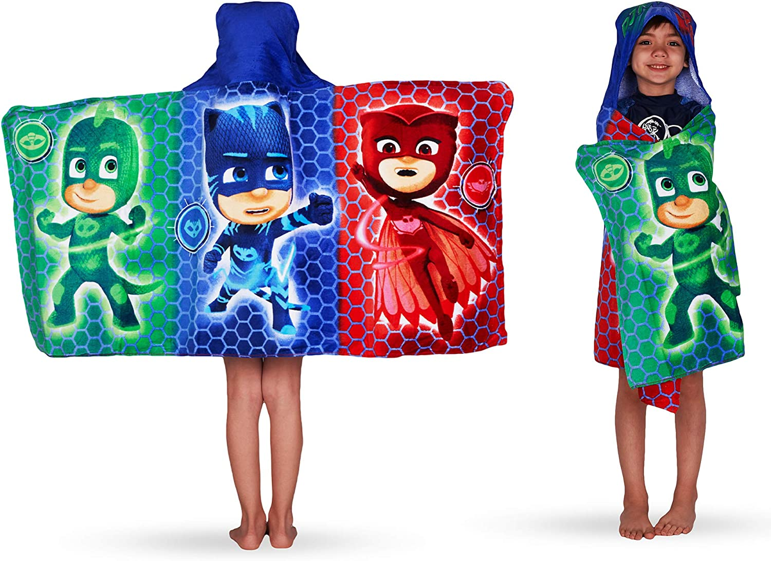 Franco PJ Masks Bath/Pool/Beach Soft Cotton Terry Hooded Towel Wrap, 24" X 50", by Kids image number 2