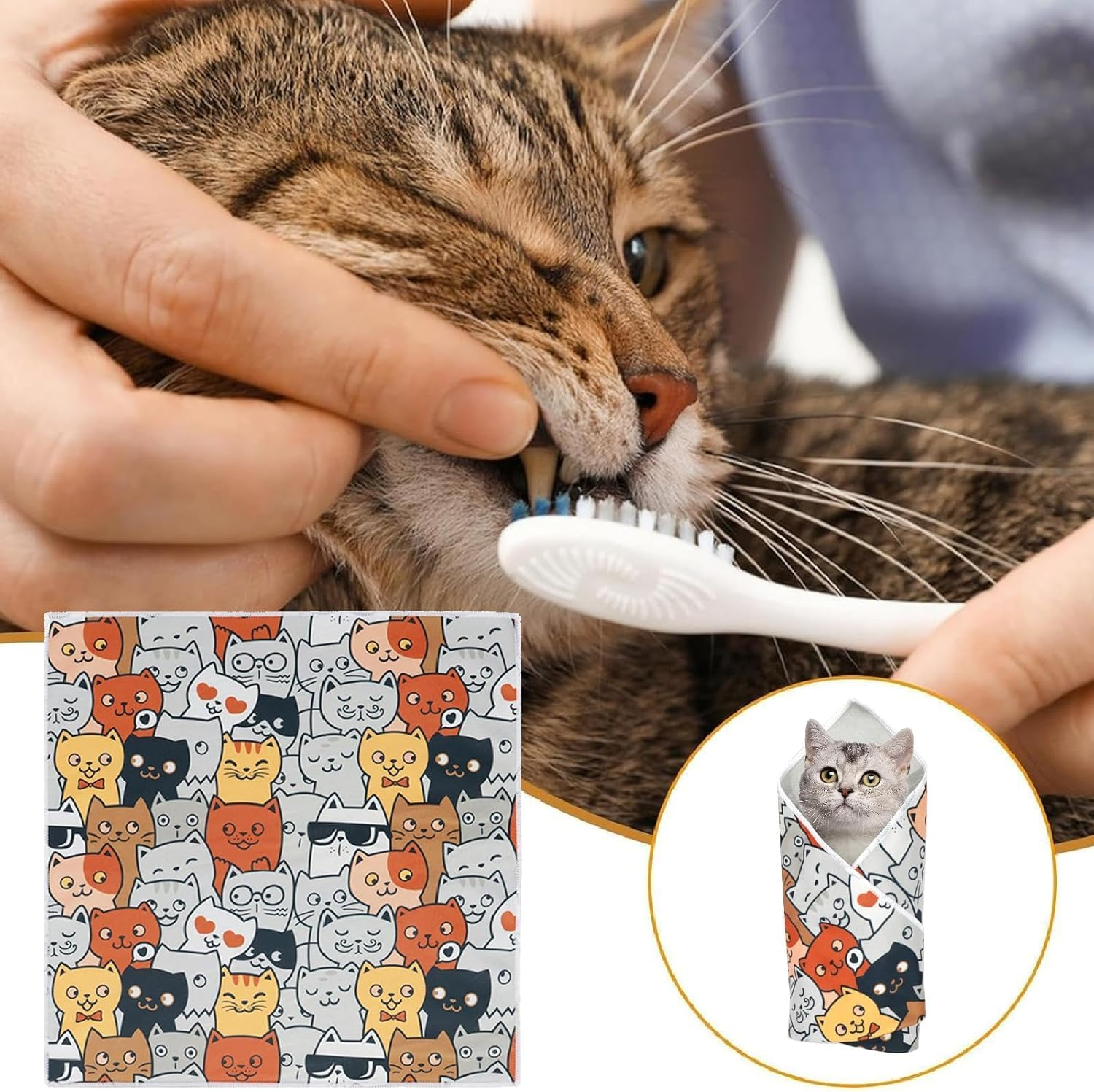 Cat Grooming Bag, Cat Wrap for Cutting Claws, Self Adhesive Cat Wrap, Cat Wrap for Cutting Nails, Multifunctional Pet Tool Cat Grooming Wrap, Self-Adherent, Anti-Bite, Anti-Scratch (50 * 50Cm) image number 6