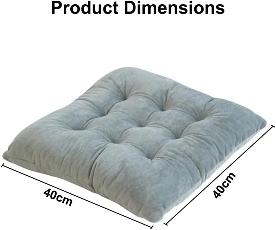 4-Pack Square Seat Cushions, Square Solid Color Thickened, Crystal Velvet Chair Cushions, Pillow Cushions with Ties, Suitable for Office Desks, Living Rooms, Tatami Mats (Silver Gray) image number 6