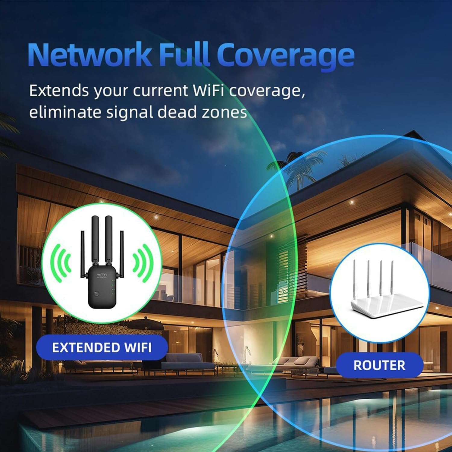 300Mbps Wifi Repeater, Annuoyi Wifi Repeater Range Booster, AP Router Wireless-N 802.11 2.4G Network with Integrated Antennas LAN, Wifi Signal Booster & Access Point, 360 Degree Full Coverage image number 3