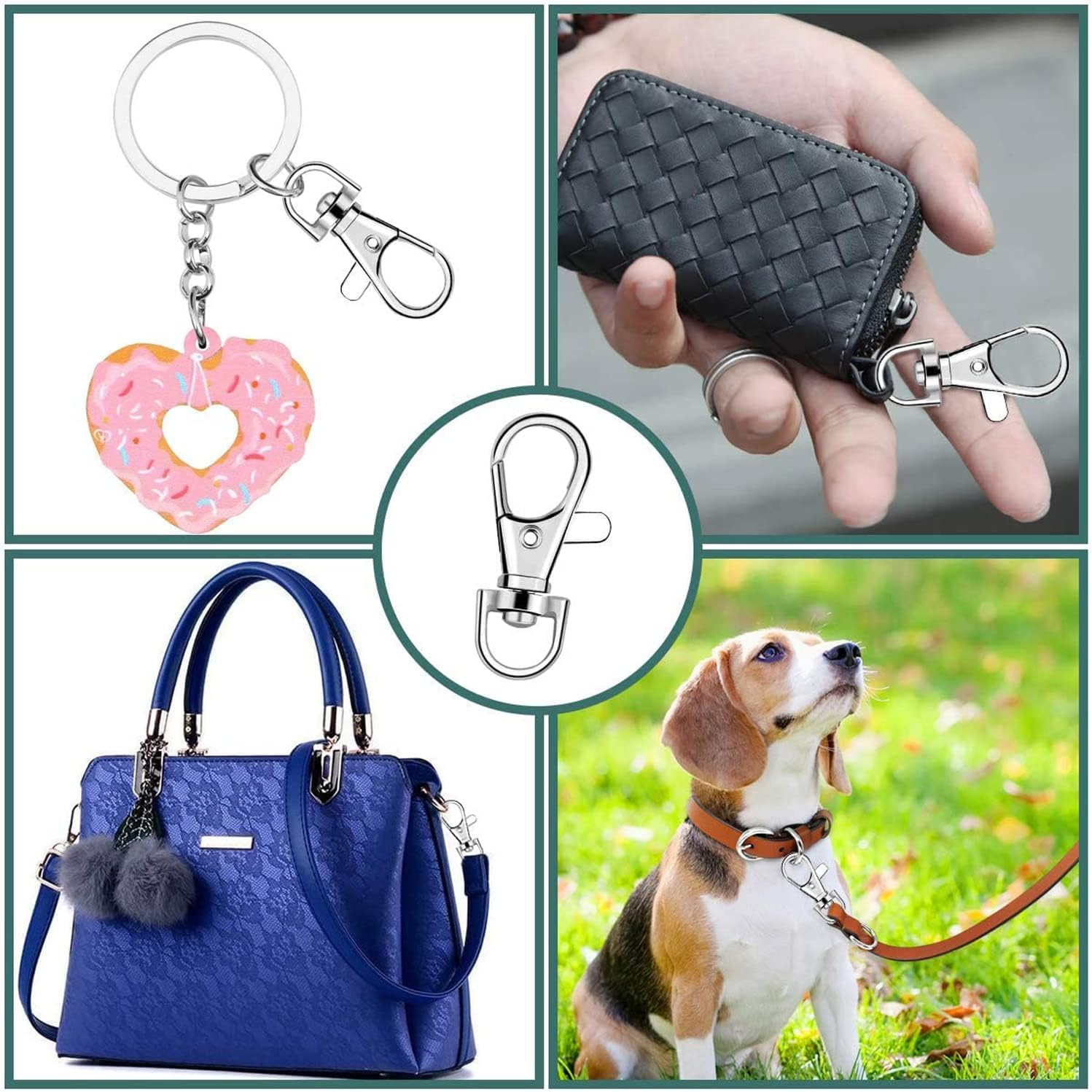 20X Detachable Swivel Lobster Clasp Clips Hook Alloy Key Ring Split Keychain Durable DIY for Key Split Ring Blanks