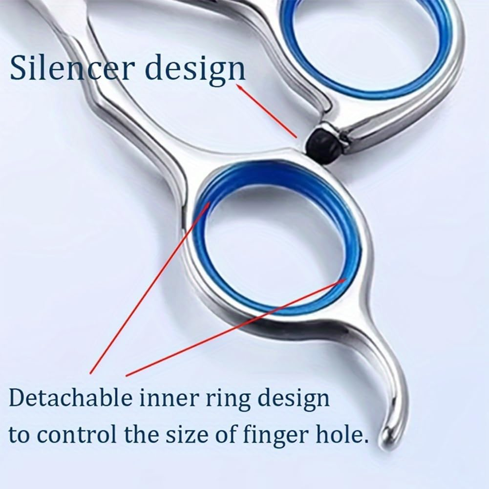 Dog Grooming Scissors Set with Safety round Tip, 3Pcs Dog Grooming Scissor and 1 Dog Grooming Comb, Pet Grooming Scissor for Dogs, Cats and Other Animals(Color:Blue+Silver) image number 2