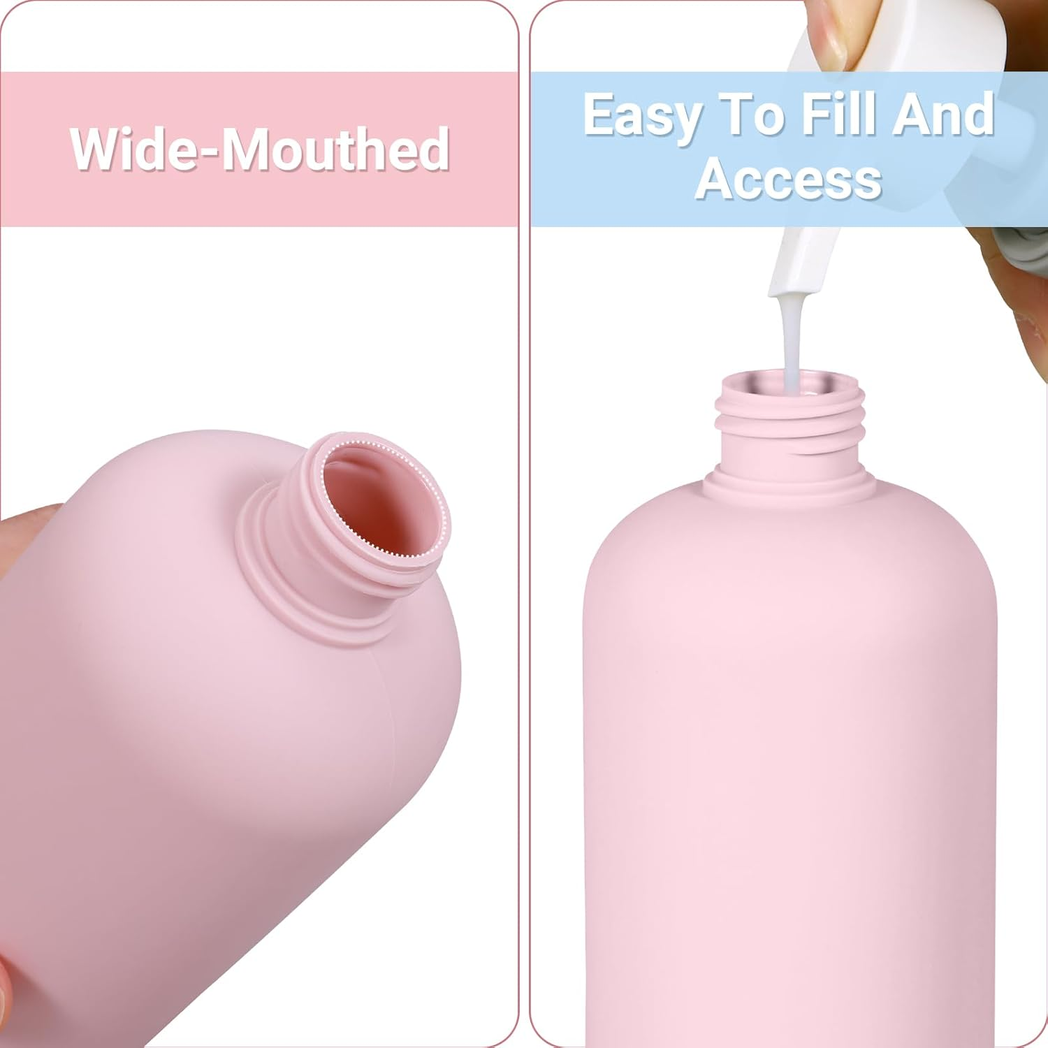 ASEVAT 10 Oz/4 Pcs Plastic Empty Squeeze Bottles Refillable Containers, Shampoo and Conditioner Bottles for Lotion, Cream Shampoo Leak Proof Travel Bottle image number 4