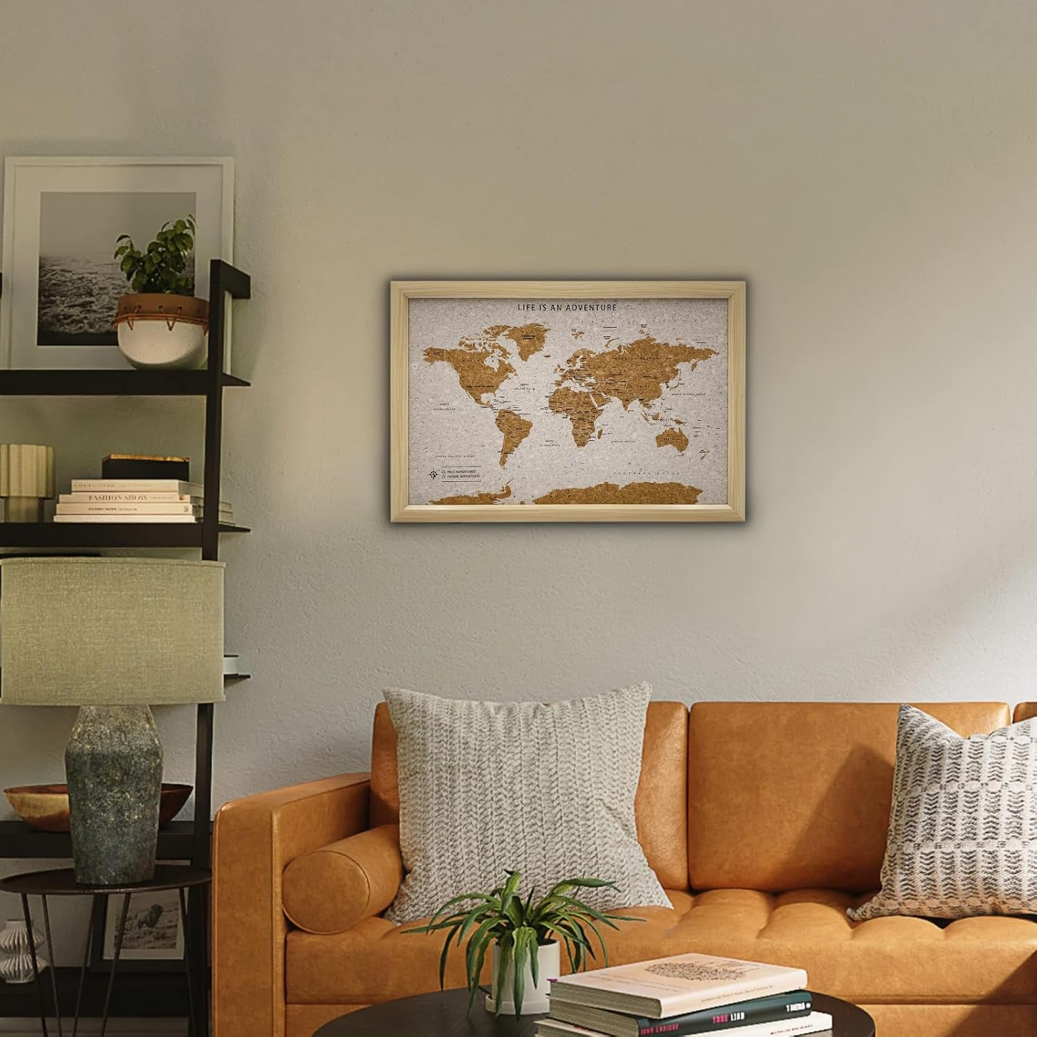 Splosh TVB03 Travel Board World Map, Small, Beige/White image number 3