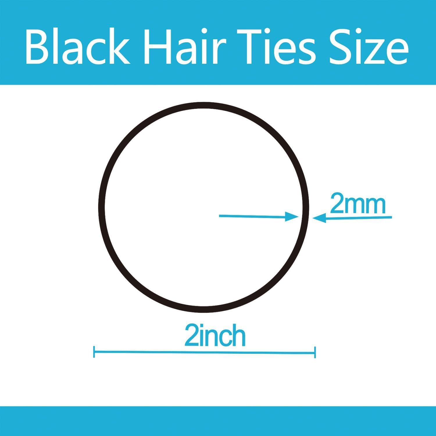 100PCS Black Hair Elastic Ties for Thick and Curly Hair Hair Bobbles Hair Ties Ponytail Holders Hair Bands for Women No Metal Hair Ties