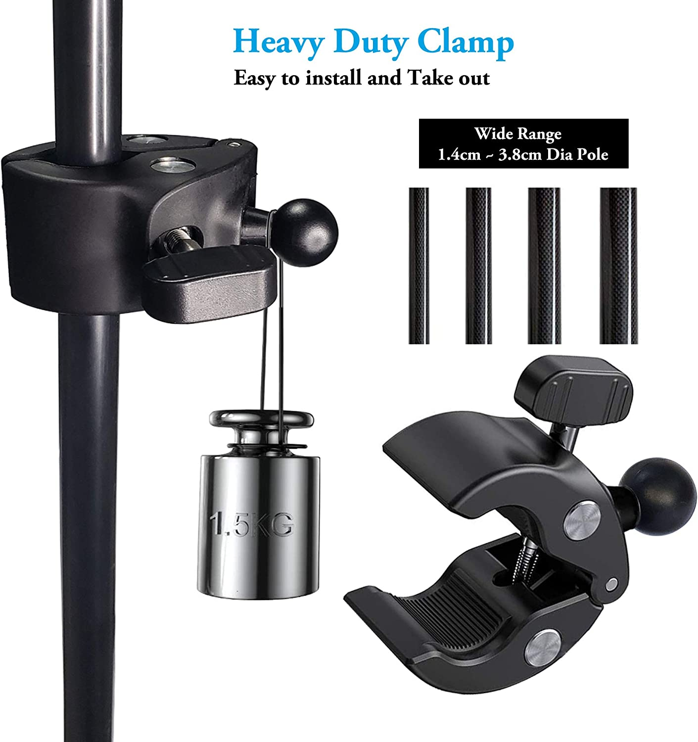 Microphone Music Stand Tablet Smartphone Holder Mount Heavy Duty 360 Degree Swivel Clamp Compatible with 3.5 to 13.5In Phone Tablets, Ipad Pro 12.9 11 10.5 Air Mini, Surface Galaxy Tab, Iphone Galaxy image number 2