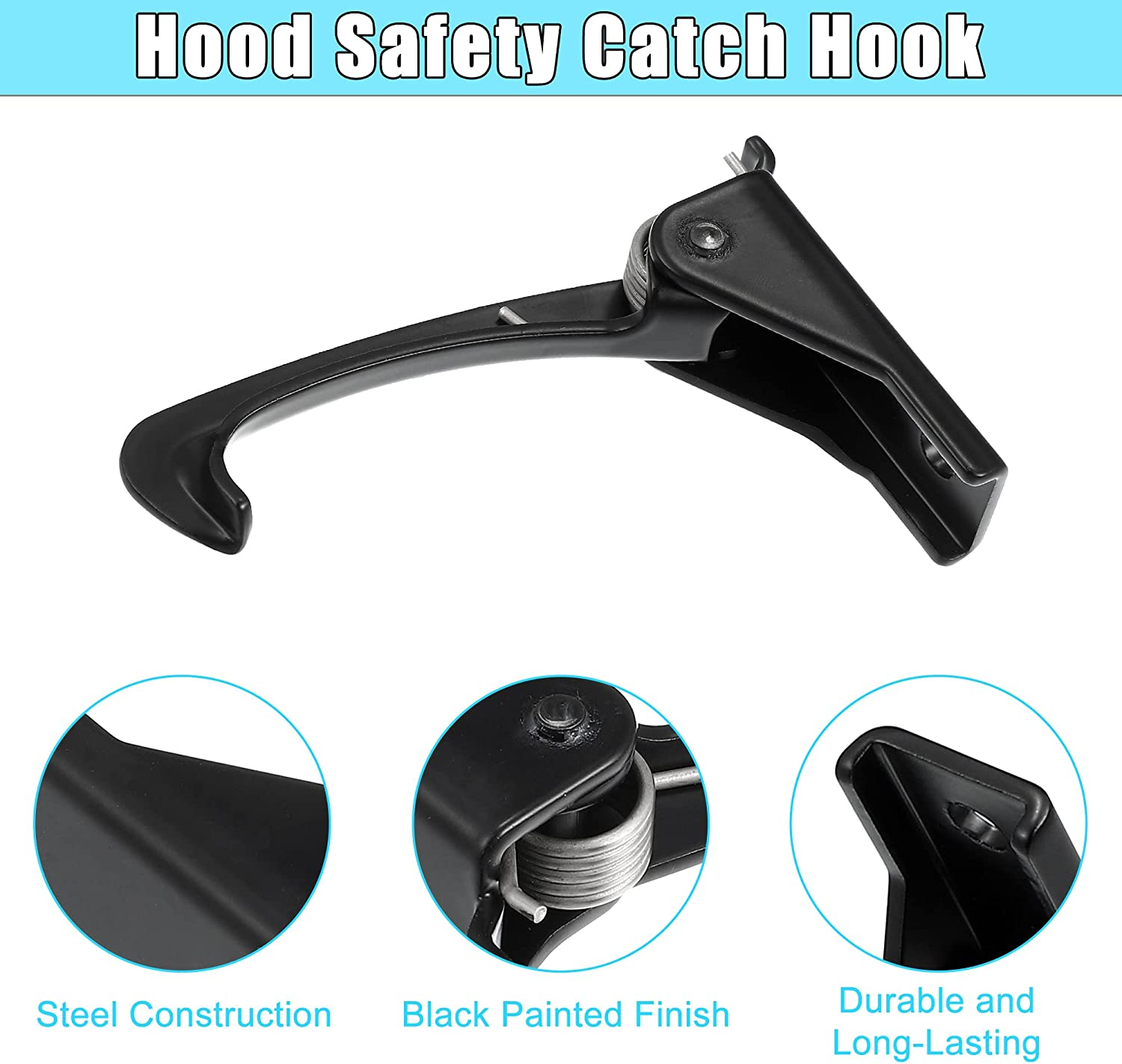 X AUTOHAUX Hood Safety Catch Latch Front Hood Safety Lock Hook 55395654AA for Jeep Wrangler 2007-2017 3.6L 3.8L for Jeep Wrangler JK 2018 3.6L image number 3
