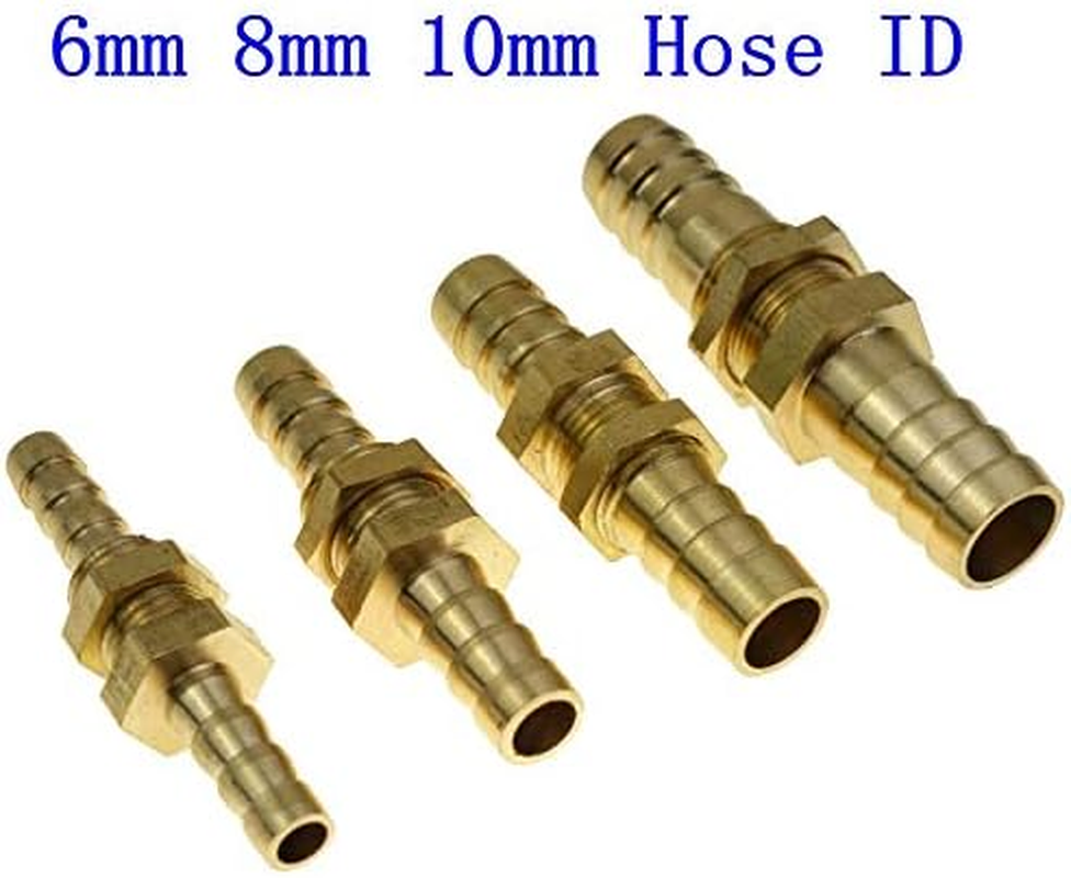 2Pcs Brass Bulkhead Fitting, Pipe Fitting Hose Barb Bulkhead Brass Barbed Tube Pipe Fitting Coupler Connector Adapter for Fuel Gas Water Copper, 6Mm (1/4") image number 5