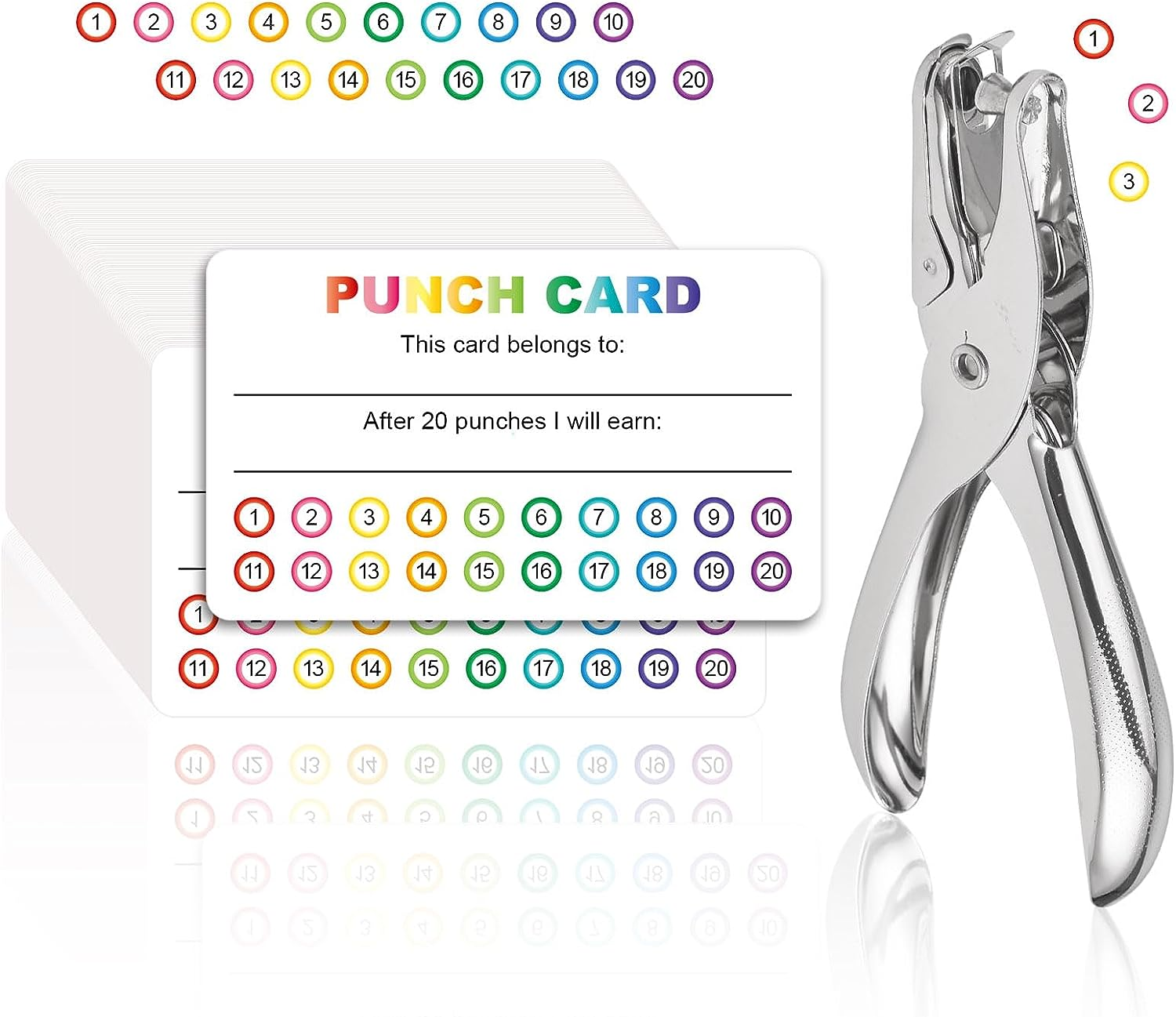 Reward Punch Cards, Classroom Incentives Behavior Punch Cards with Single Hole Puncher, 120Pcs Loyalty Punch Cards for Small Business, Special Education School Supplies Rewards for Kids image number 1