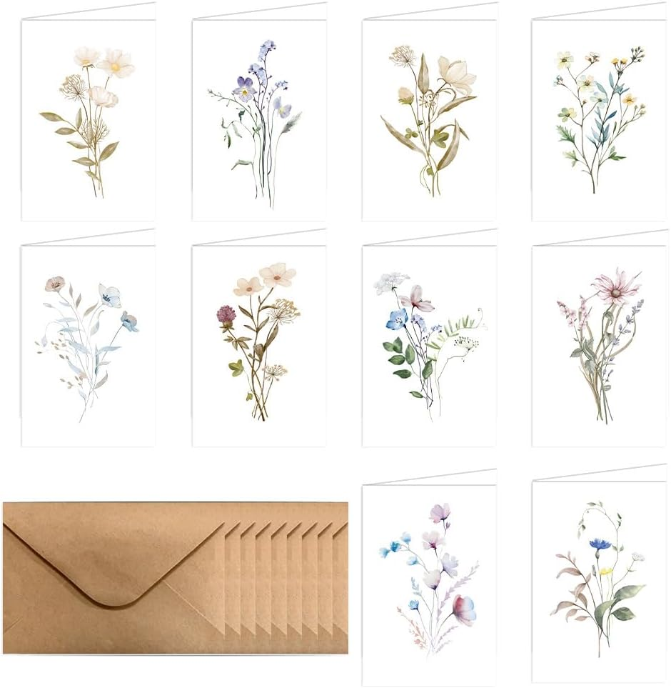 60PCS Blank Cards & Envelopes & Stickers, 4X6 Blank Greeting Cards, Beautiful Greeting Card, Elegant Floral Note Cards, Empty Stationary Set for All Occasions9(20Cards+20Envelops+20Stickers) image number 2