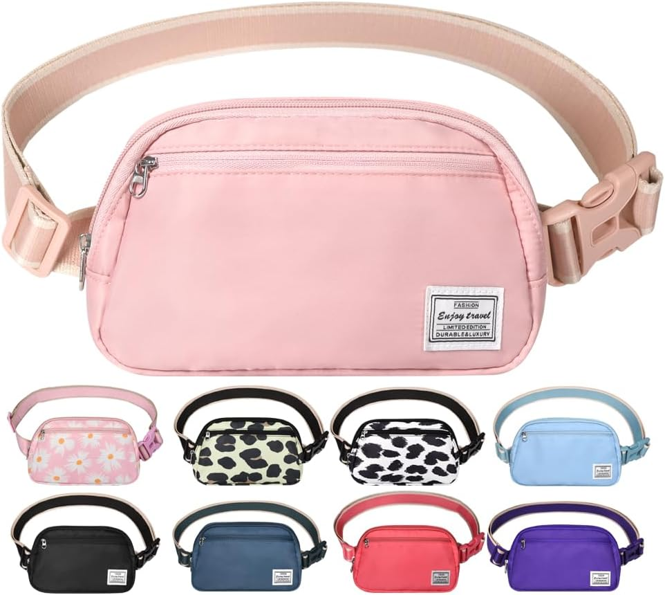 Dmluna Small Crossbody Bags for Women Trendy, Lightweight Fanny Pack for Women & Men, Mini Belt Bag, Waist Bag with Adjustable Strap for Running Workout Traveling, Z - Black/White Leopard, Small,