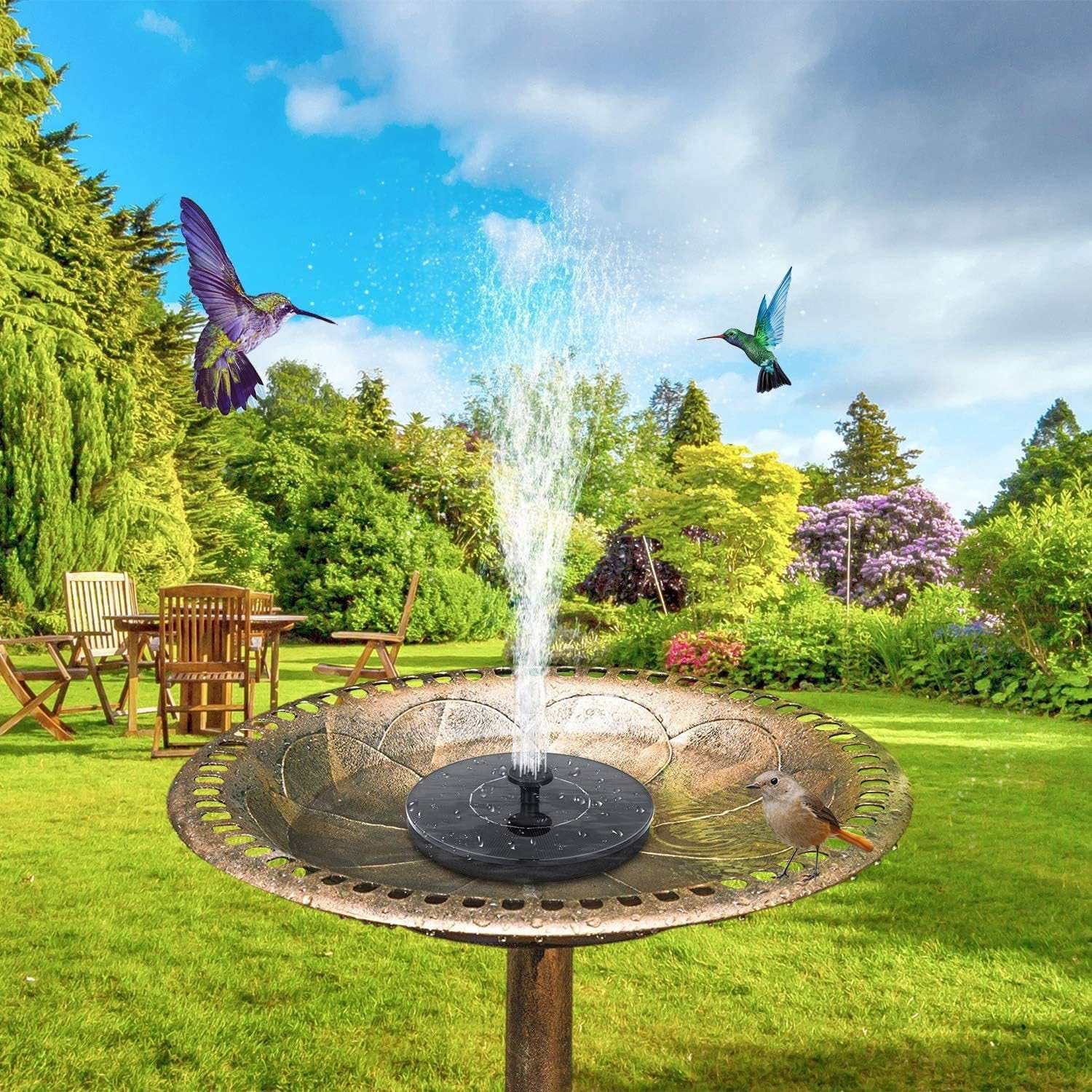 Solar Powered Fountain Pump, 2.5W Floating Bird Bath Fountain for Garden, Pool, Pond, Patio with 6 Nozzles, Eco-Friendly Bath Fountain Pump for Outdoor Decor without Light image number 2